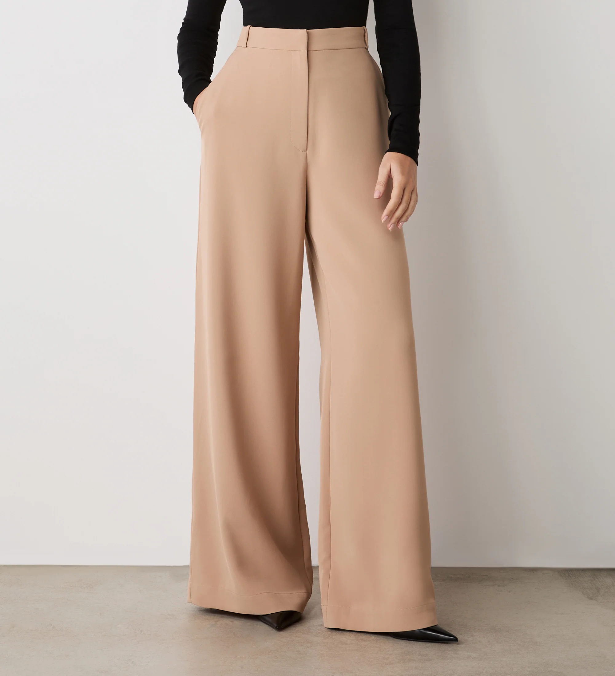 Addie Camel Wide Leg Trousers - Image 2