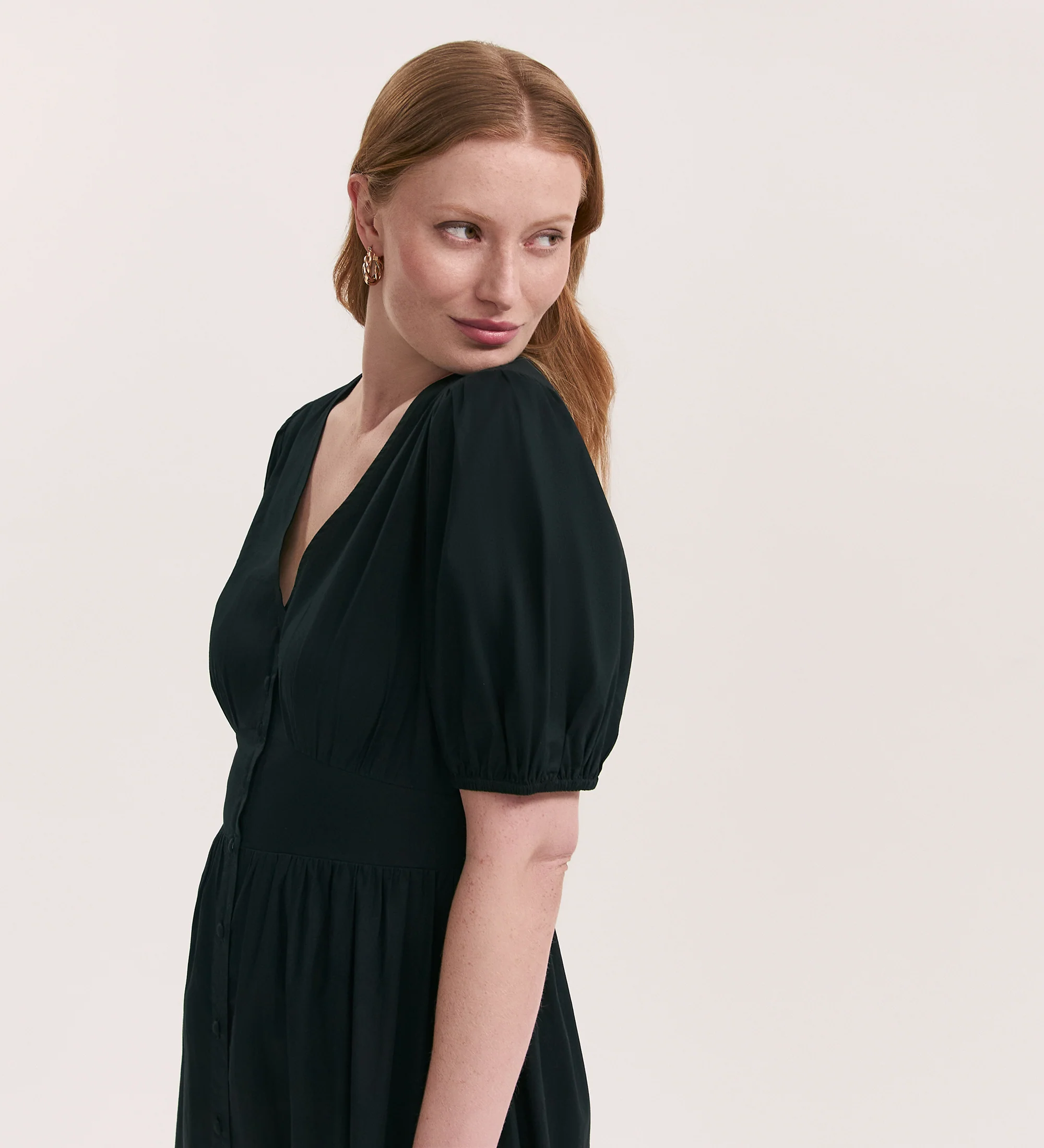 Addison Black Cotton Midi Tea Dress - Image 3
