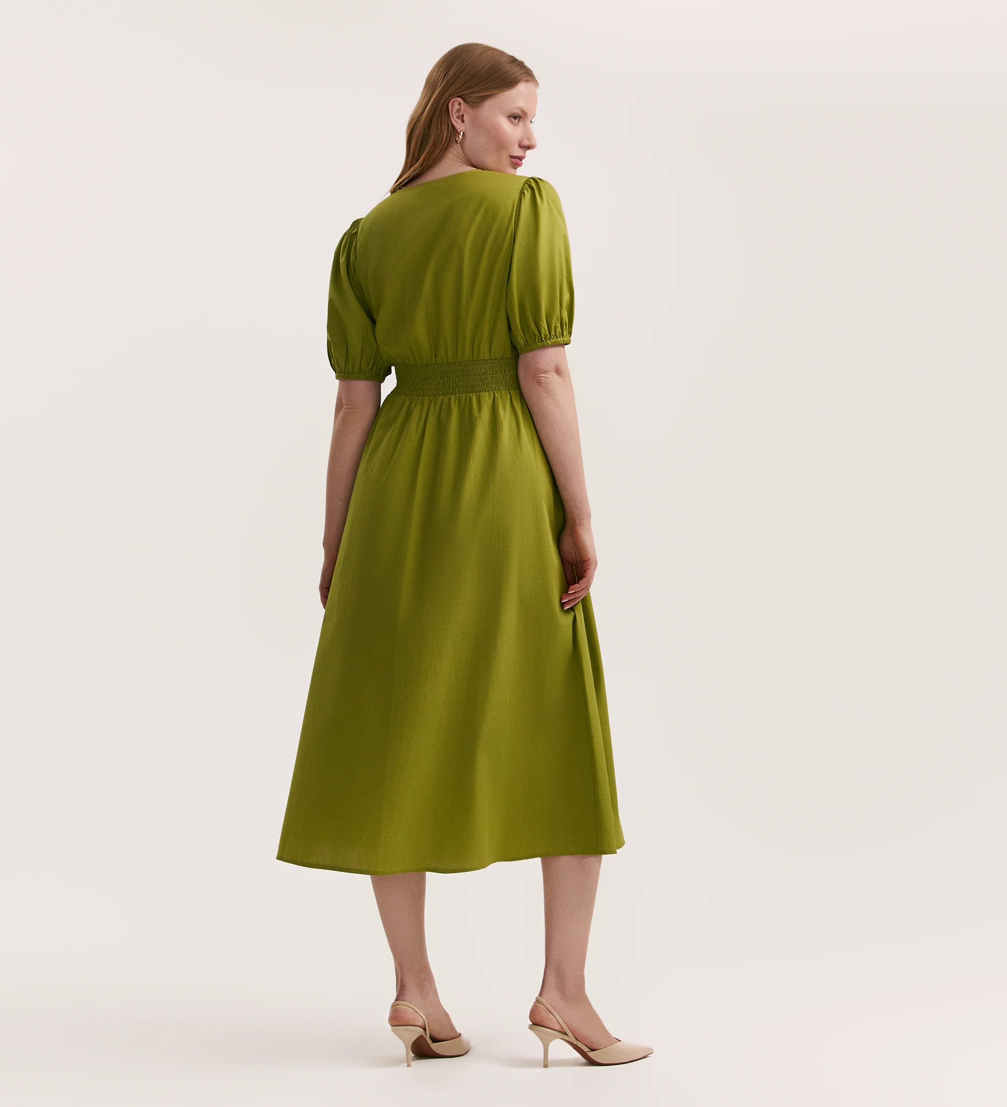 Addison Light Green Cotton Midi Tea Dress - Image 4