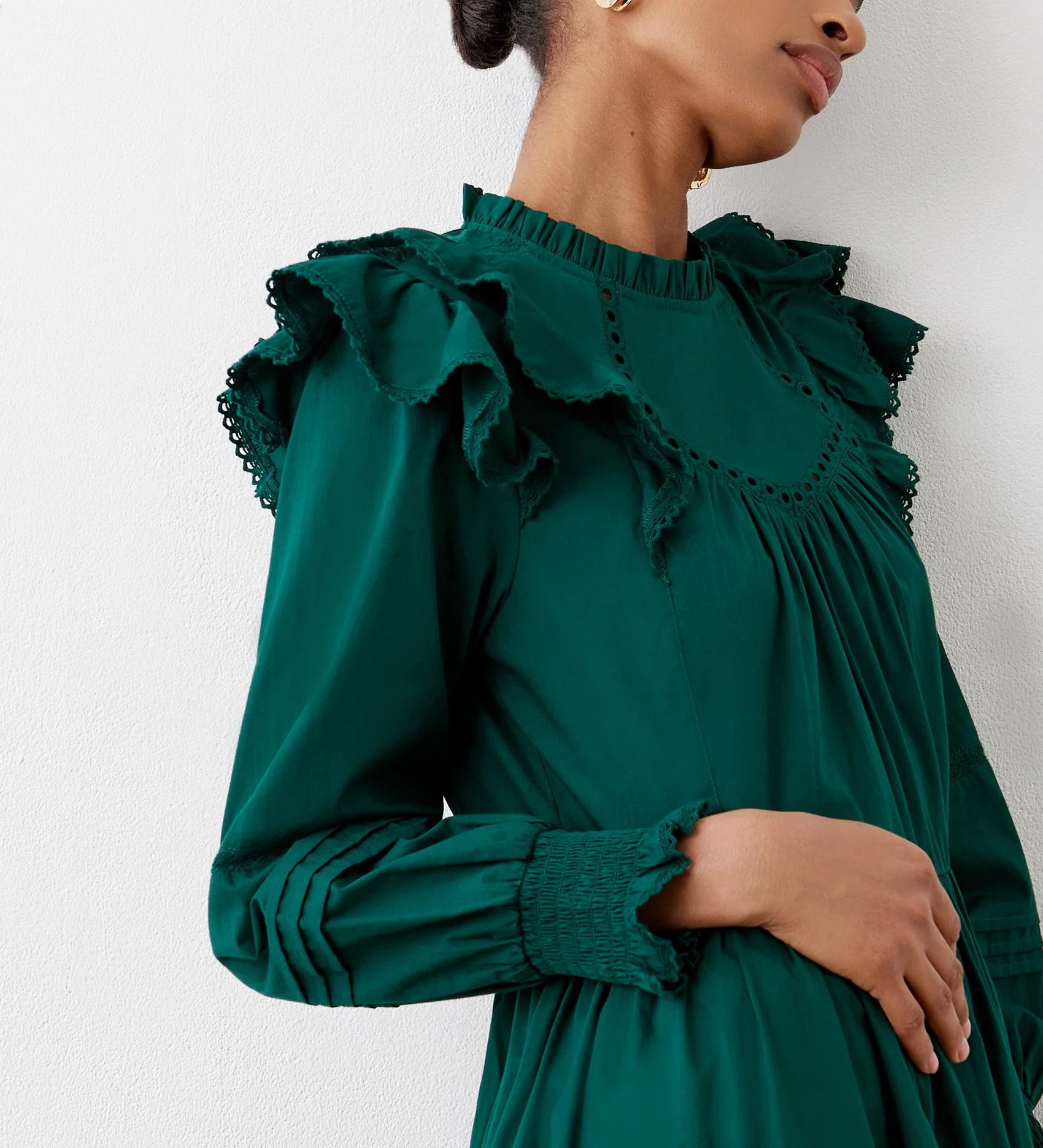 Adela Green Cotton Midi Dress - Image 4