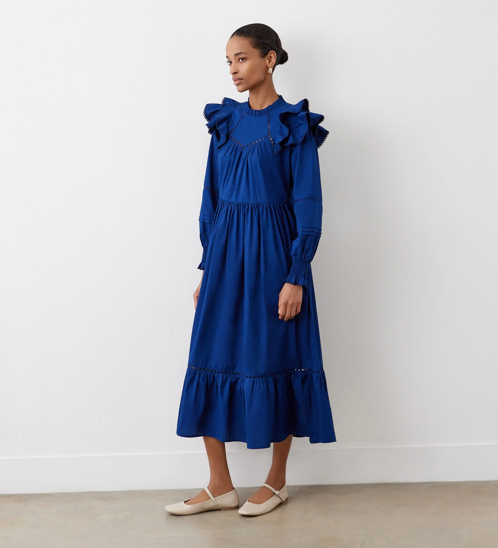Adela Indigo Cotton Midi Dress - Image 3