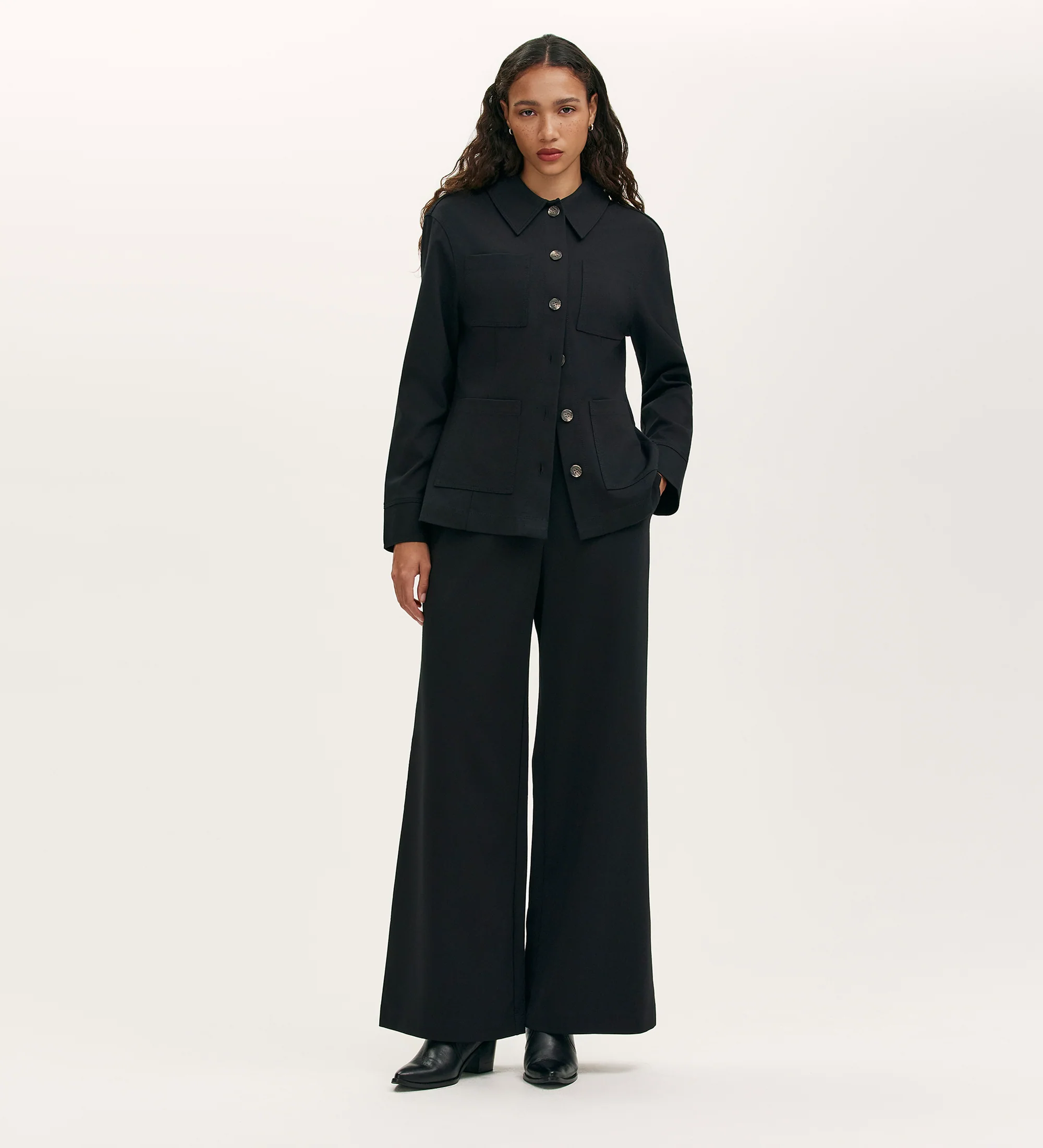 Agness Black Ponte Jersey Button Down Jacket - Image 2