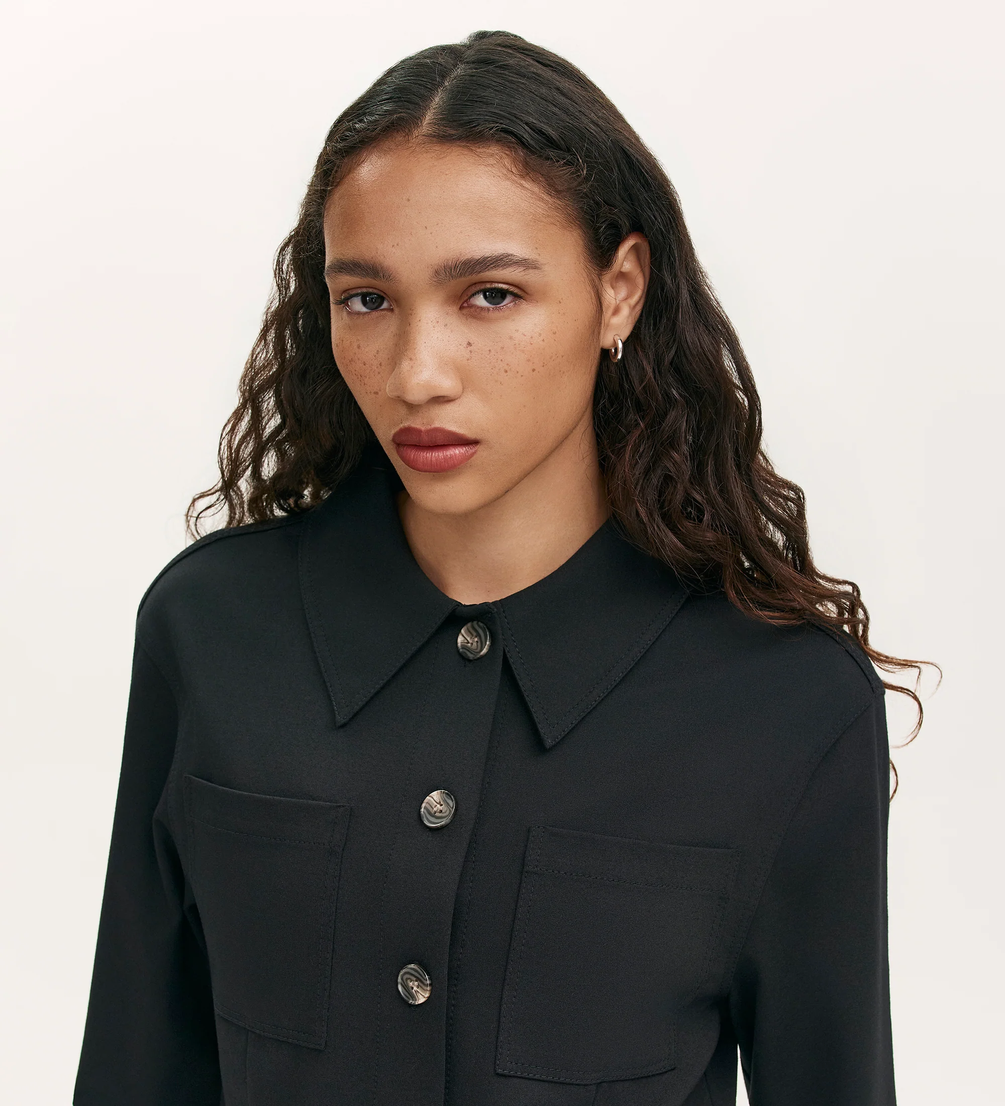 Agness Black Ponte Jersey Button Down Jacket - Image 3