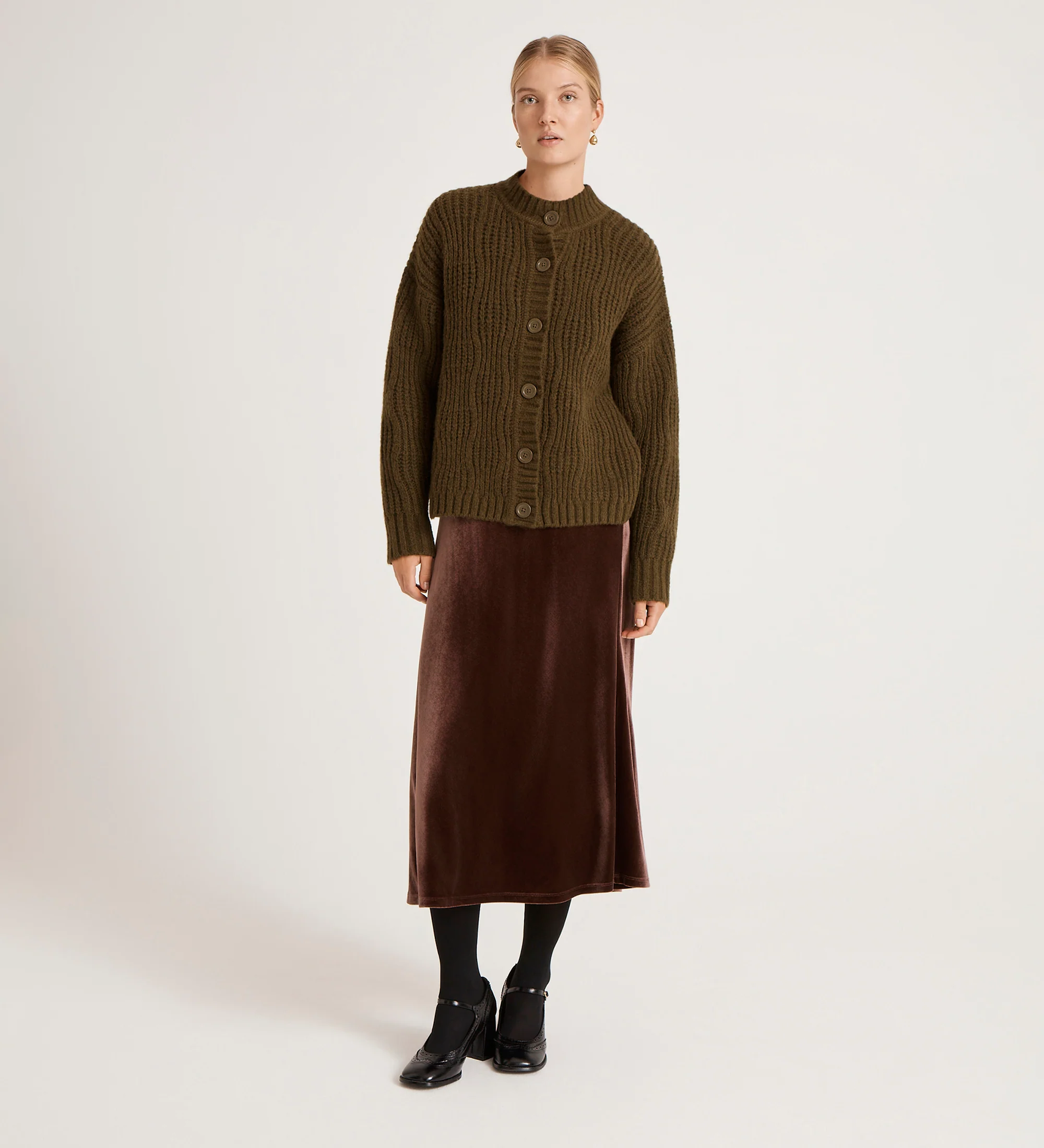 Ailsa Khaki Knitted Cardigan - Image 4