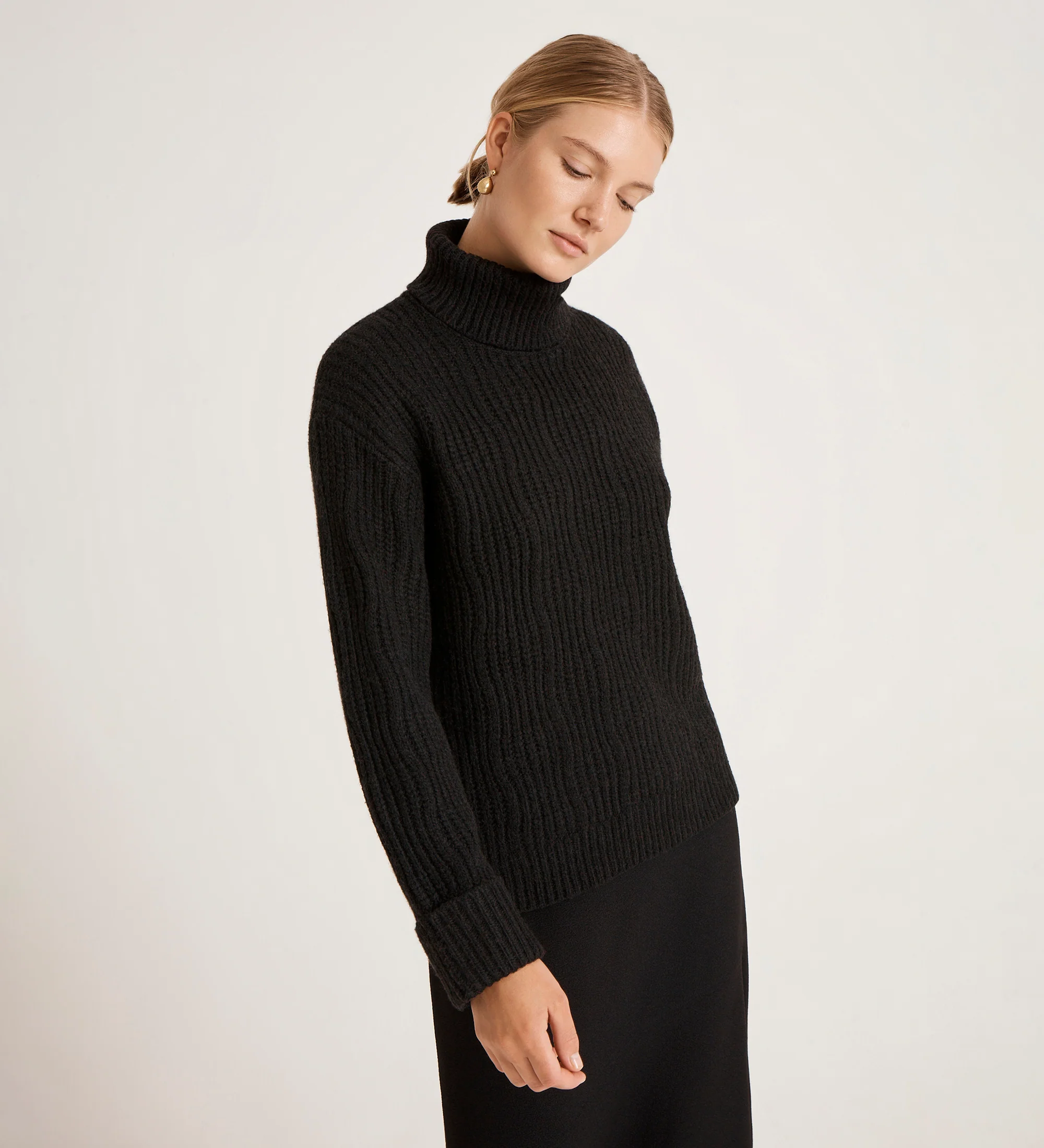 Albie Black Roll Neck Jumper - Image 3