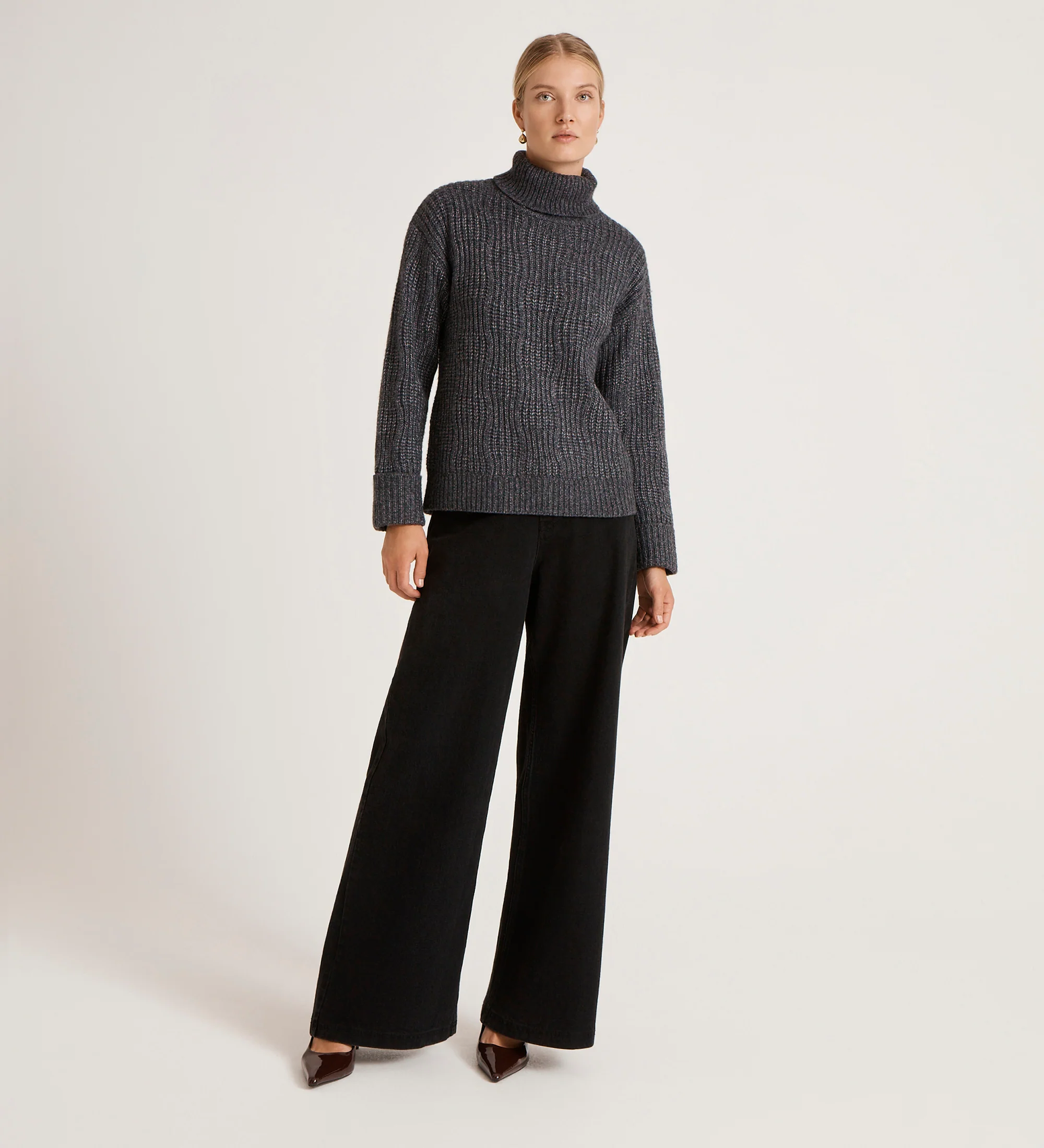 Albie Charcoal Roll Neck Jumper - Image 2