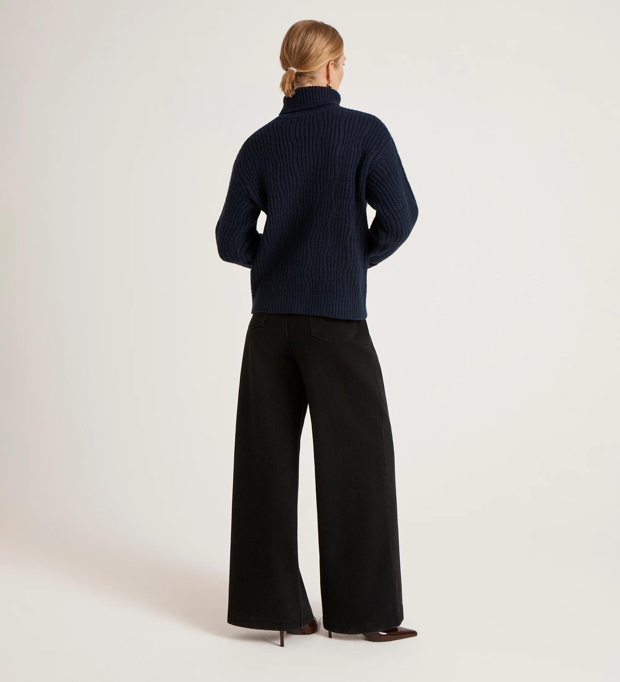 Albie Navy Roll Neck Jumper - Image 4