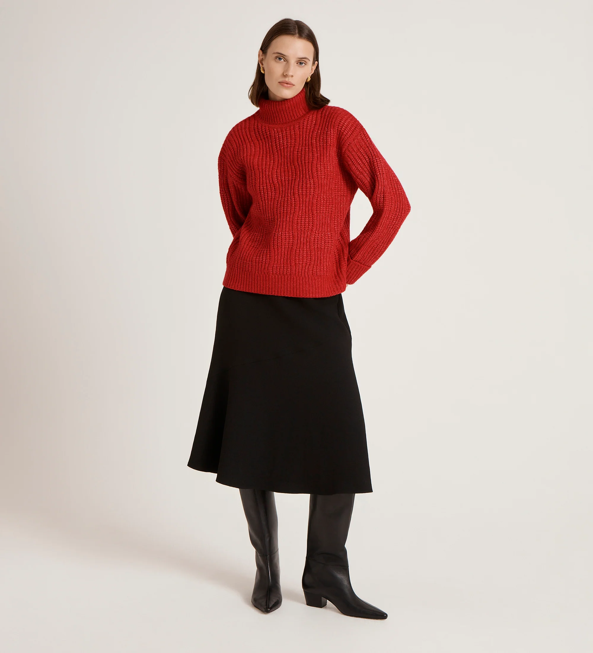 Albie Red Roll Neck Jumper - Image 2
