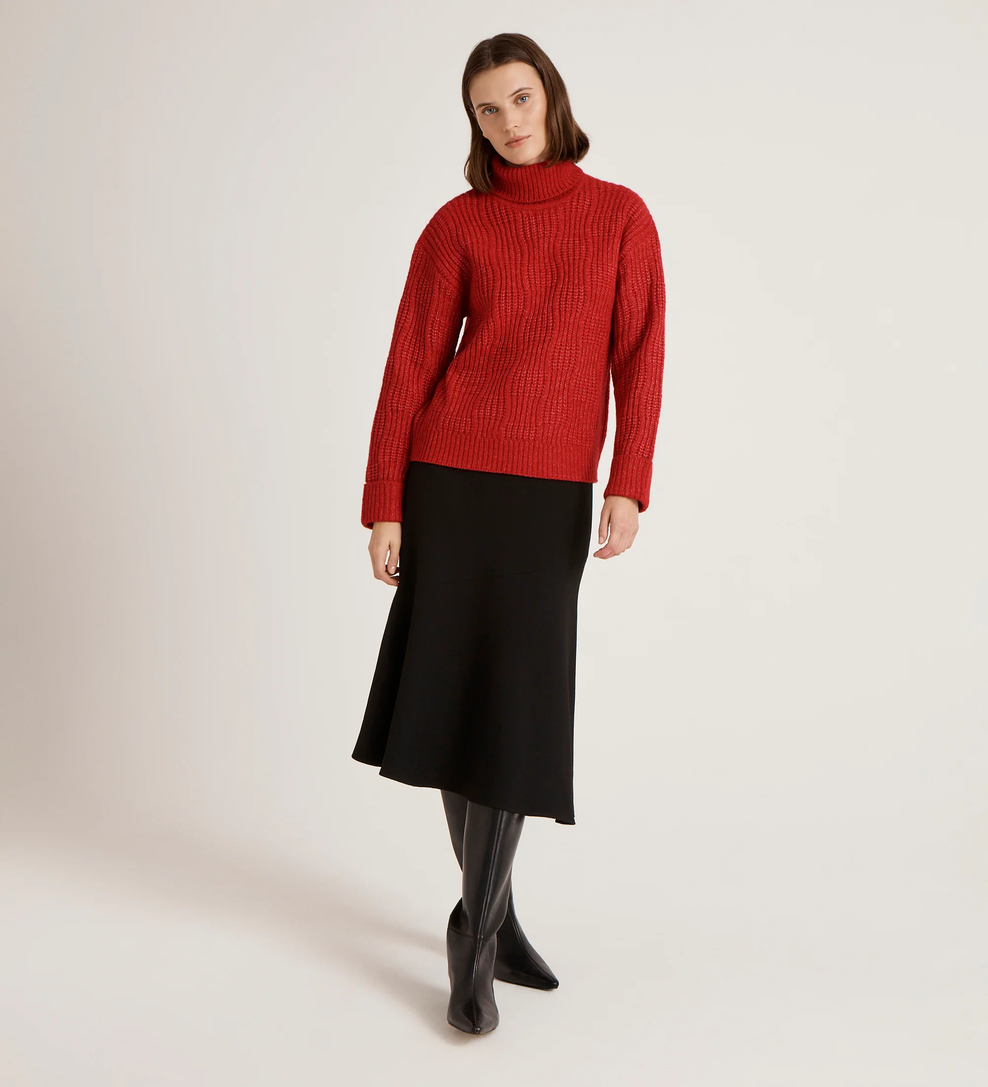 Albie Red Roll Neck Jumper - Image 3