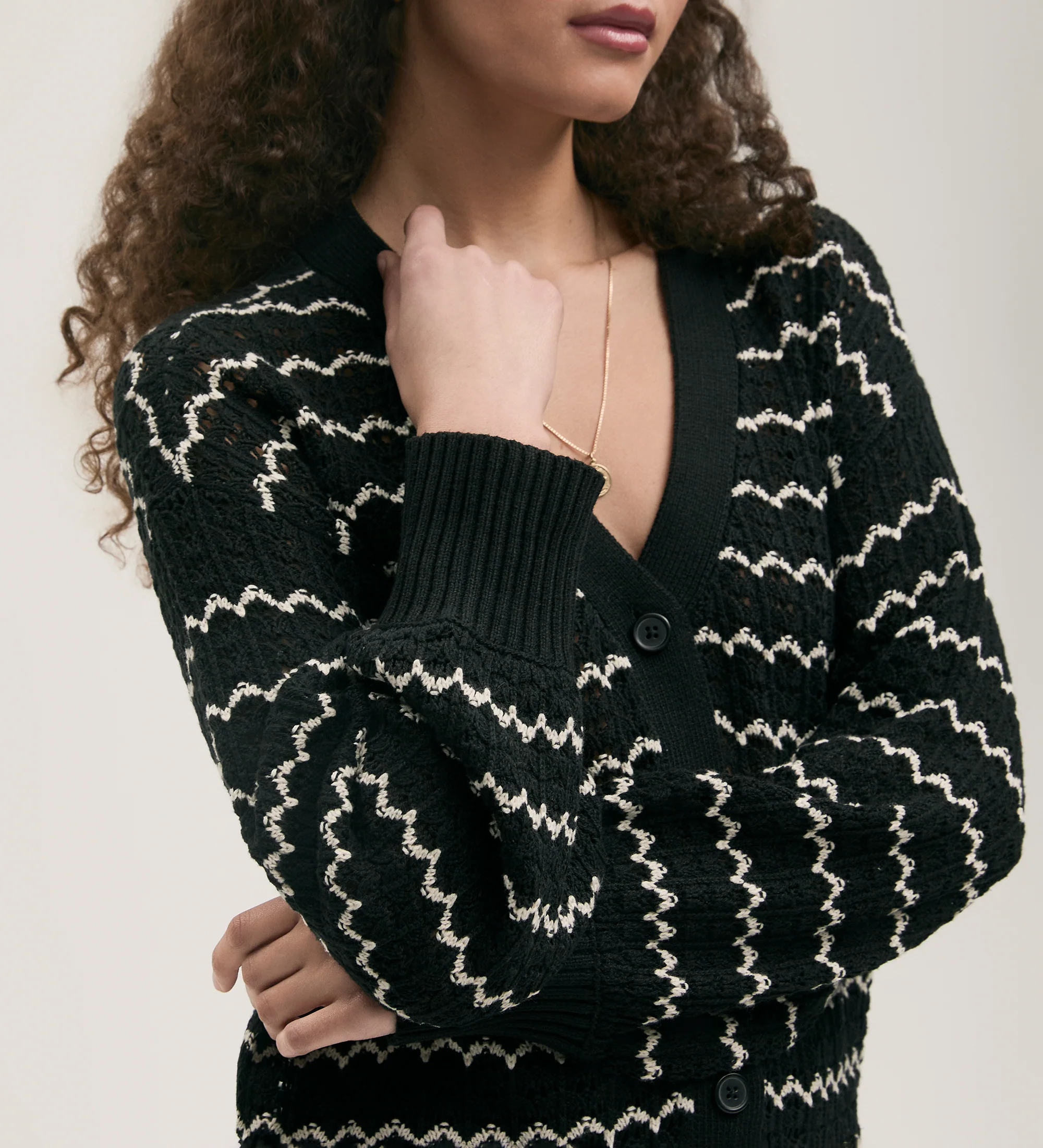 Alena Black Crochet Cardigan - Image 3