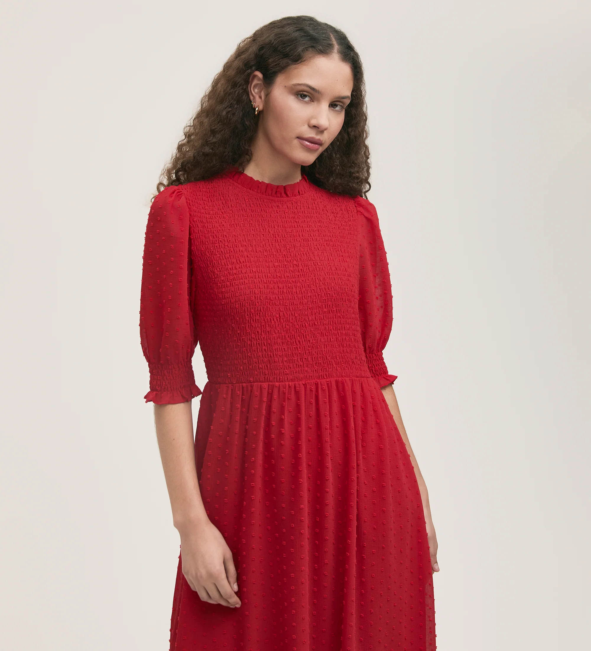 Amelia Red Chiffon Dress - Image 3