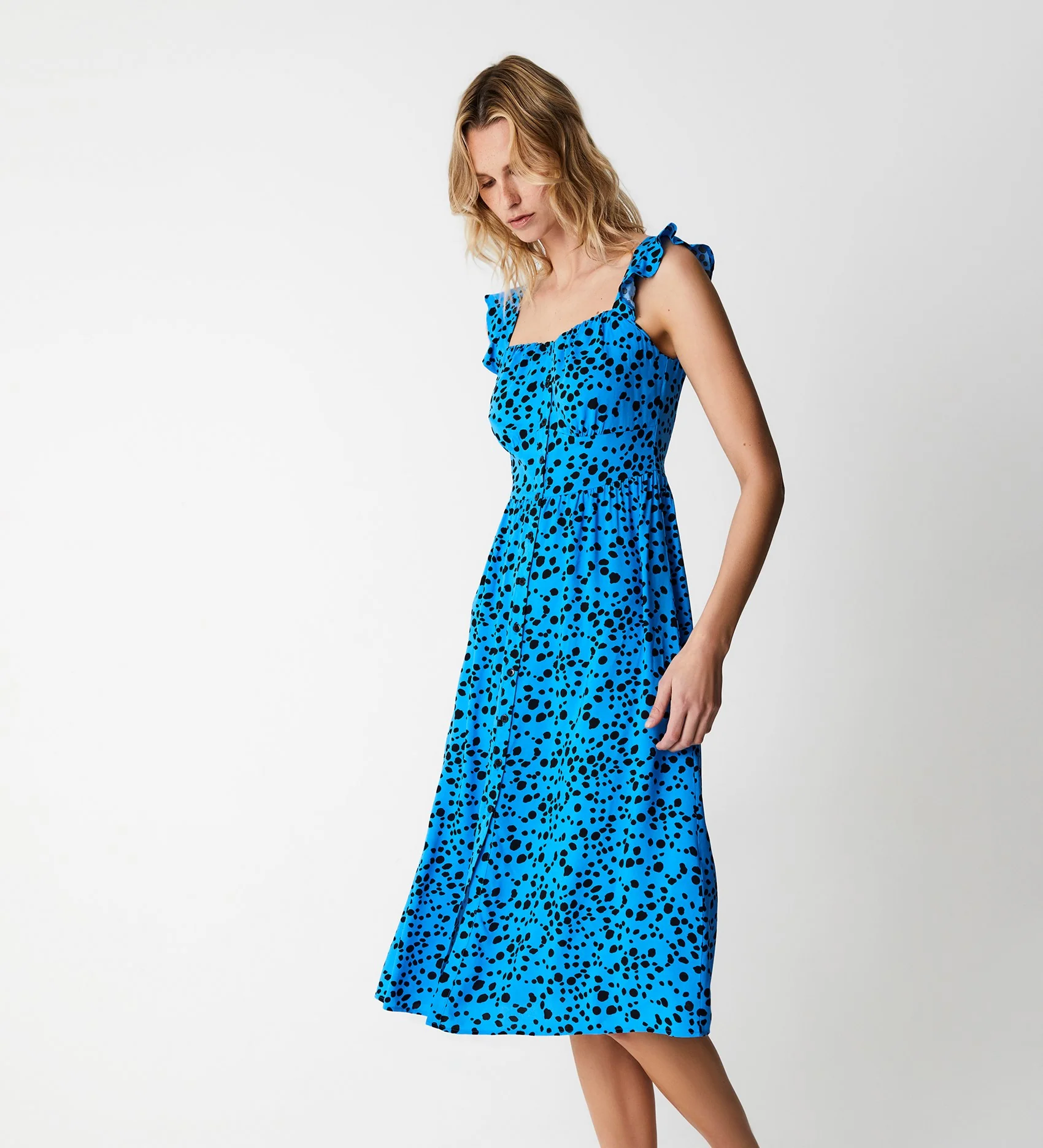 Ania Blue Animal Midi Dress - Image 3
