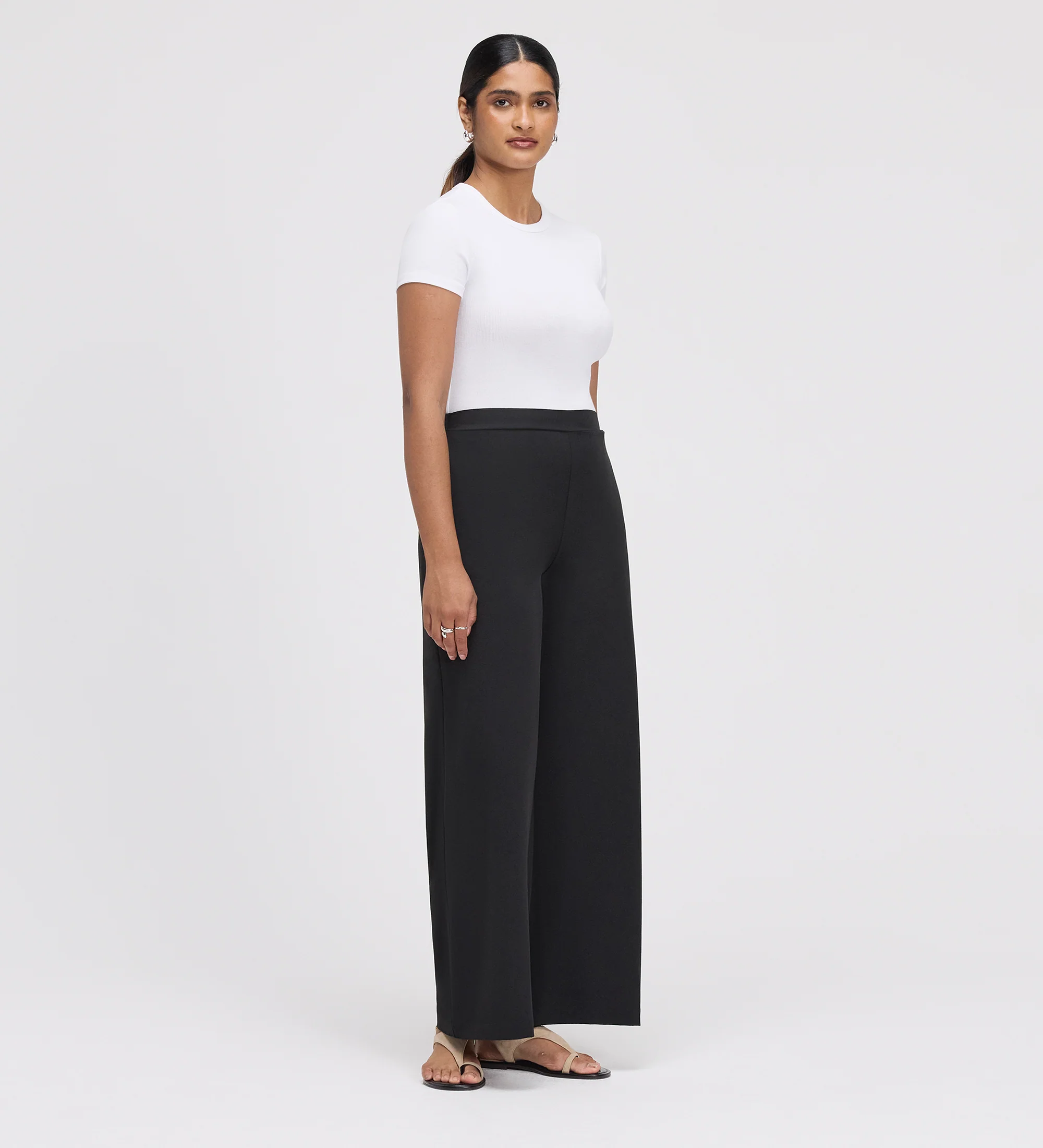 Apollo Black Wide Leg Tailored Trousers - Image 4