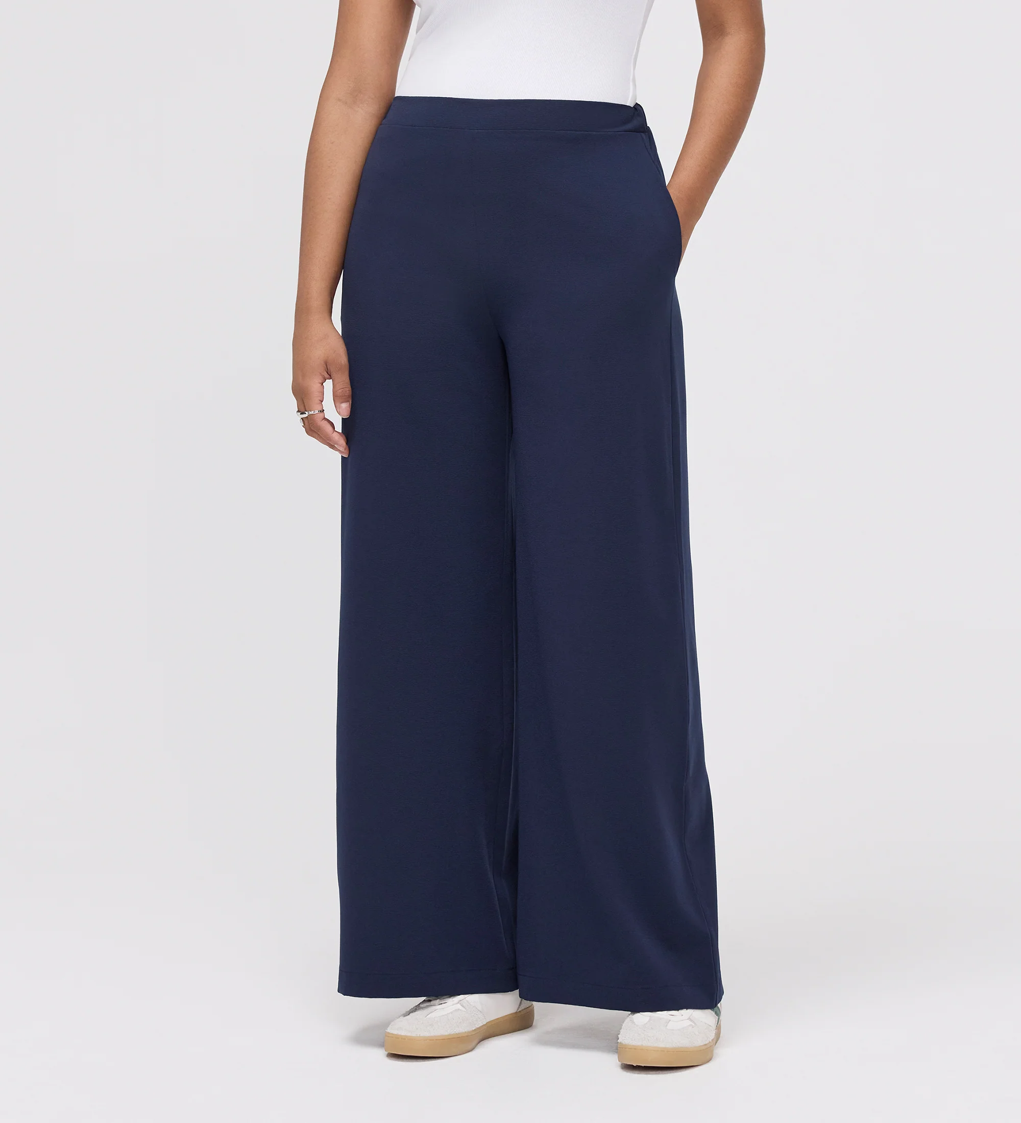 Apollo Navy Wide Leg Tailored Trousers - Image 3
