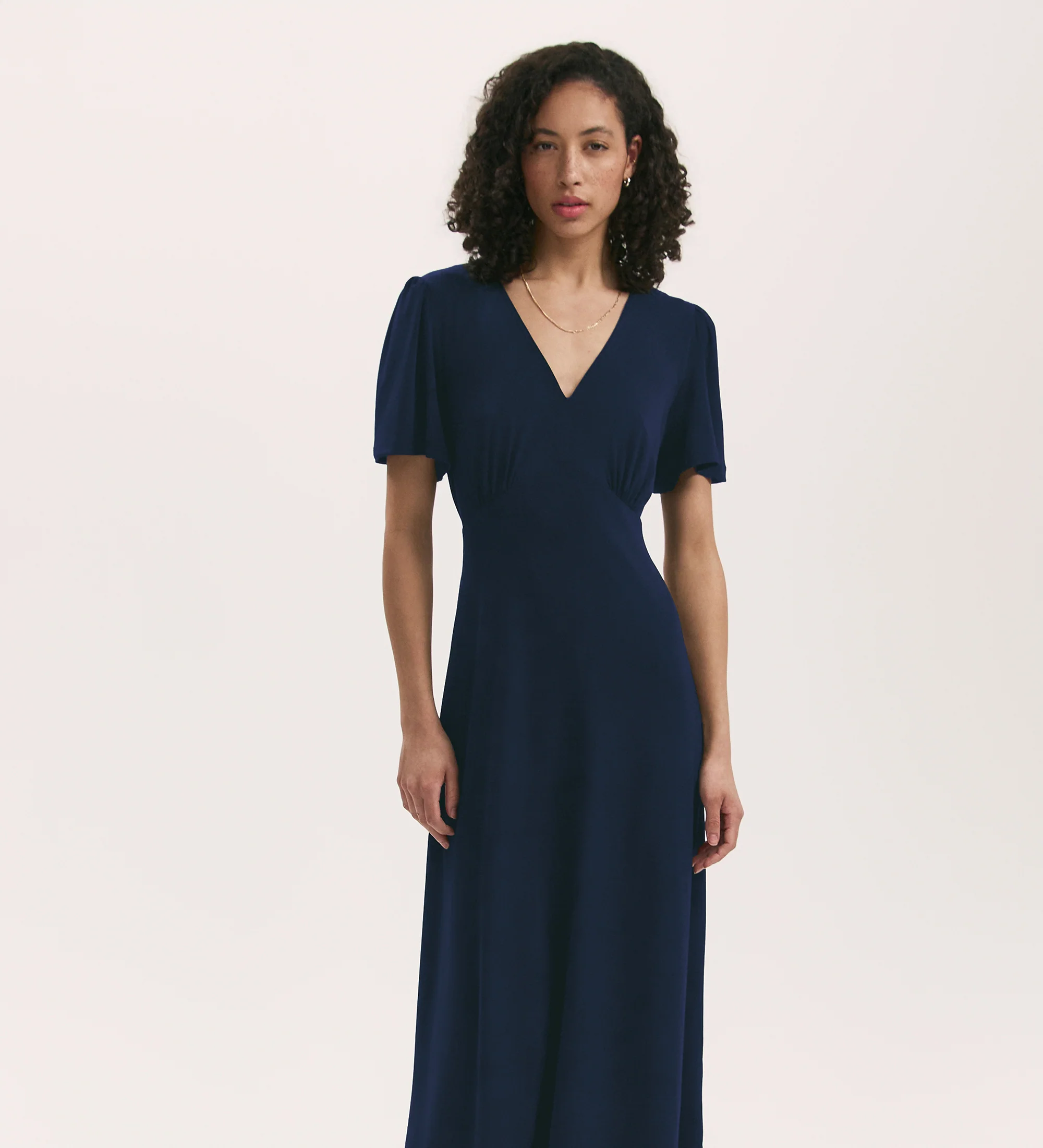 April Navy Jersey Midi Dress - Image 3