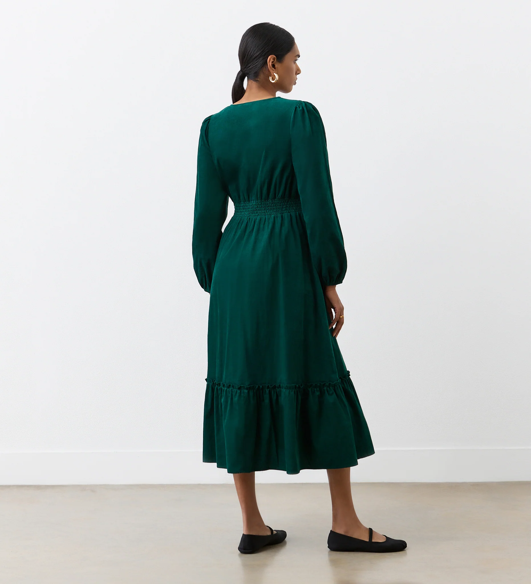 Arizona Bottle Green Corduroy Midi Dress - Image 4