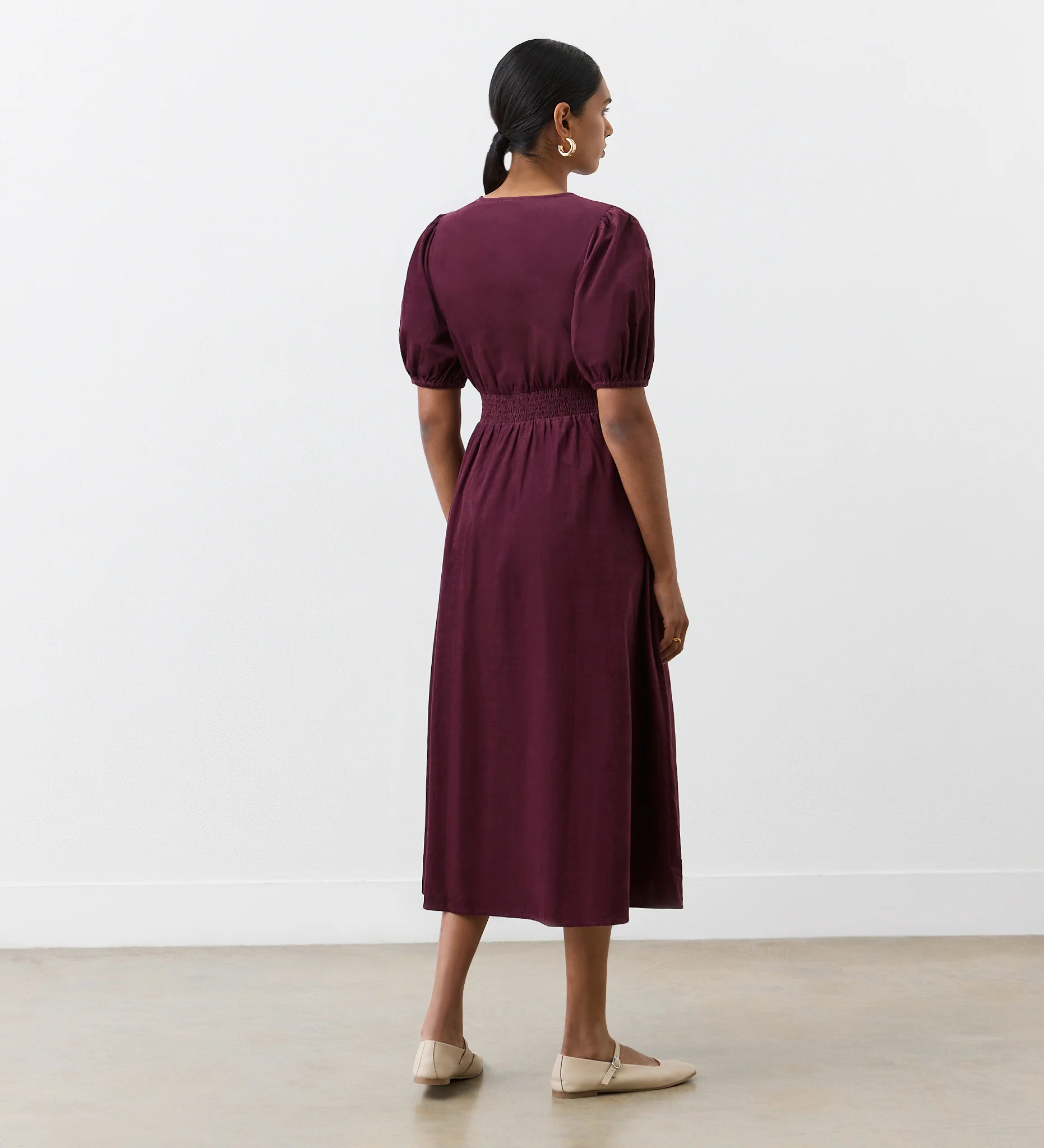 Arlow Burgundy Corduroy Midi Dress - Image 4