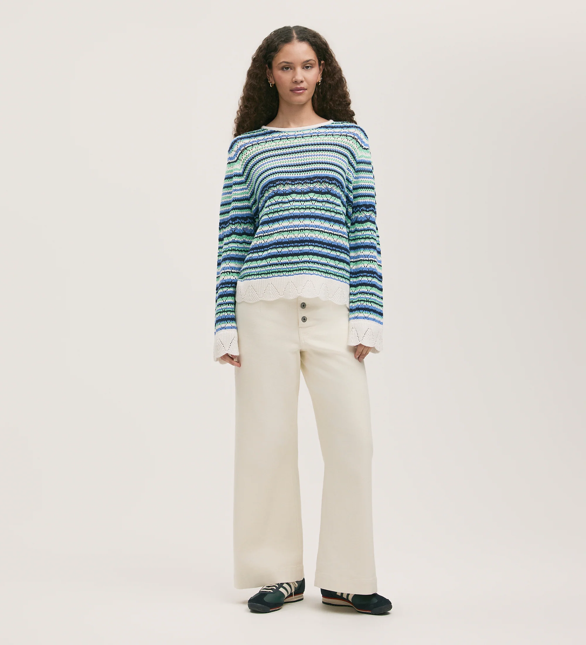 Audrenia Blue Stripe Crochet Top - Image 2