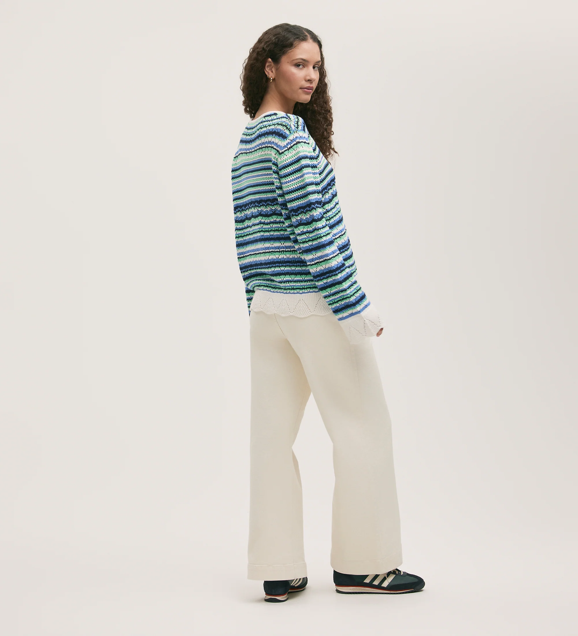 Audrenia Blue Stripe Crochet Top - Image 4