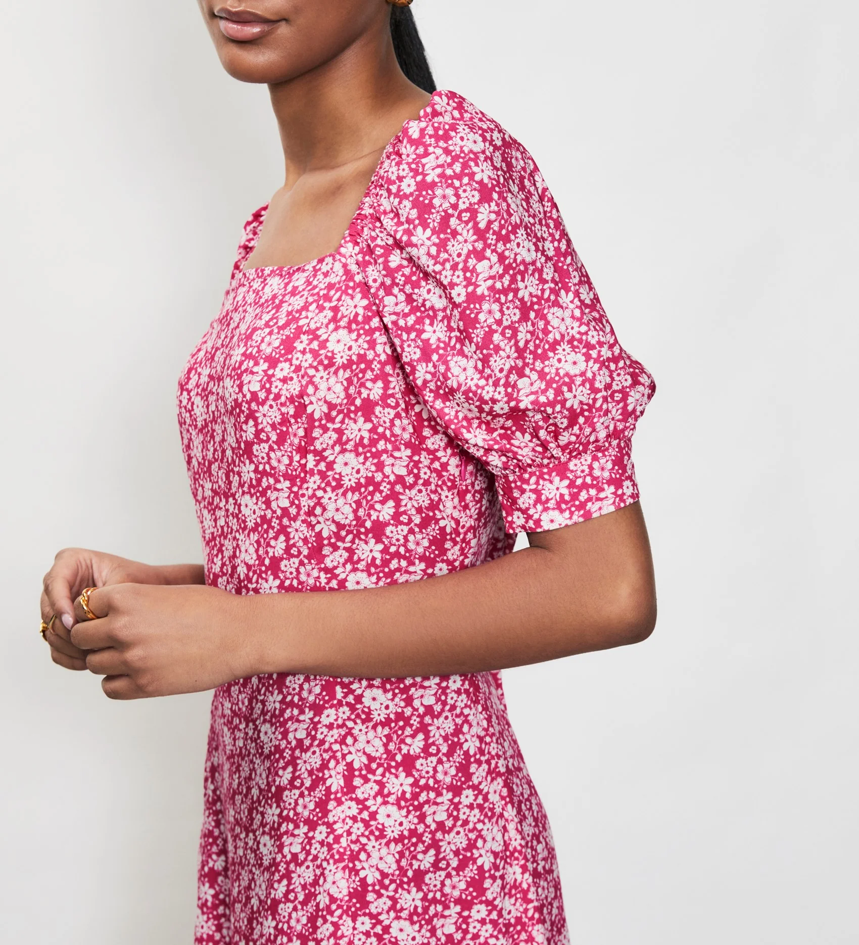 Bayan Pink Floral Midi Dress - Image 2