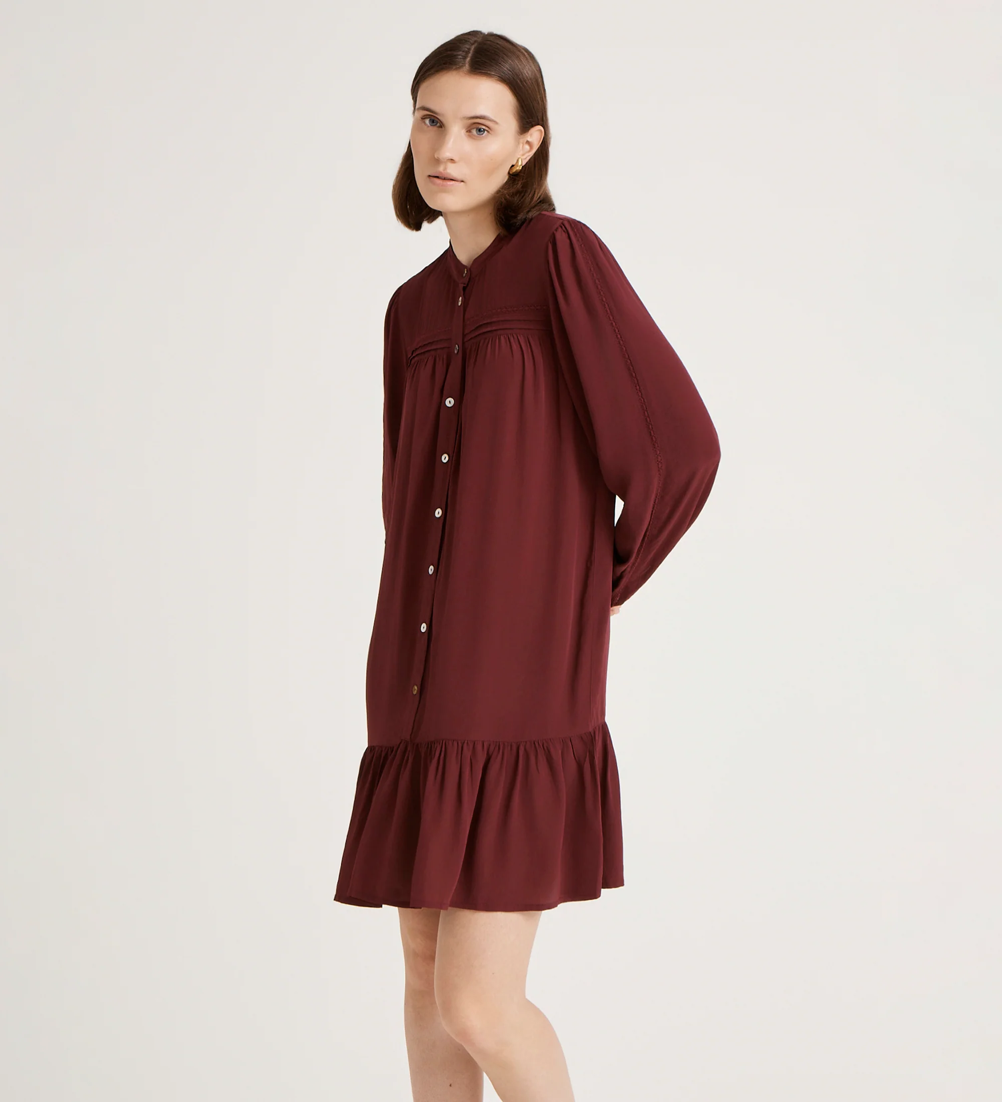 Beccy Burgundy Crepe Short Dress - Image 4