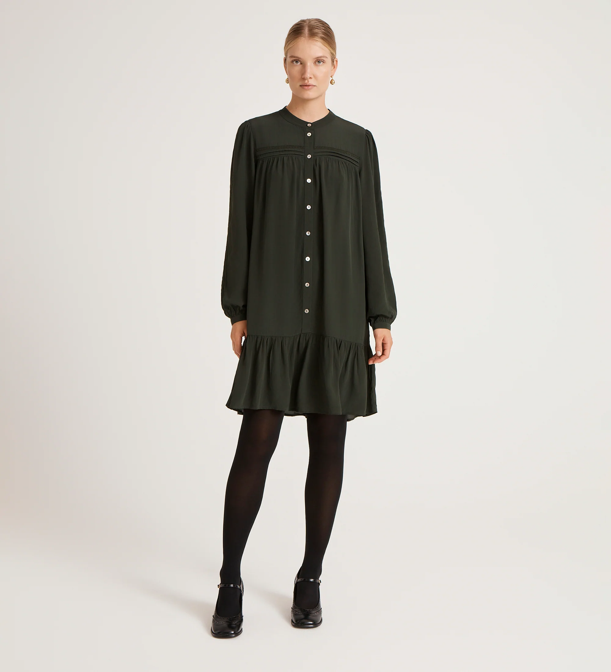 Beccy Forest Green Crepe Short Dress - Image 4