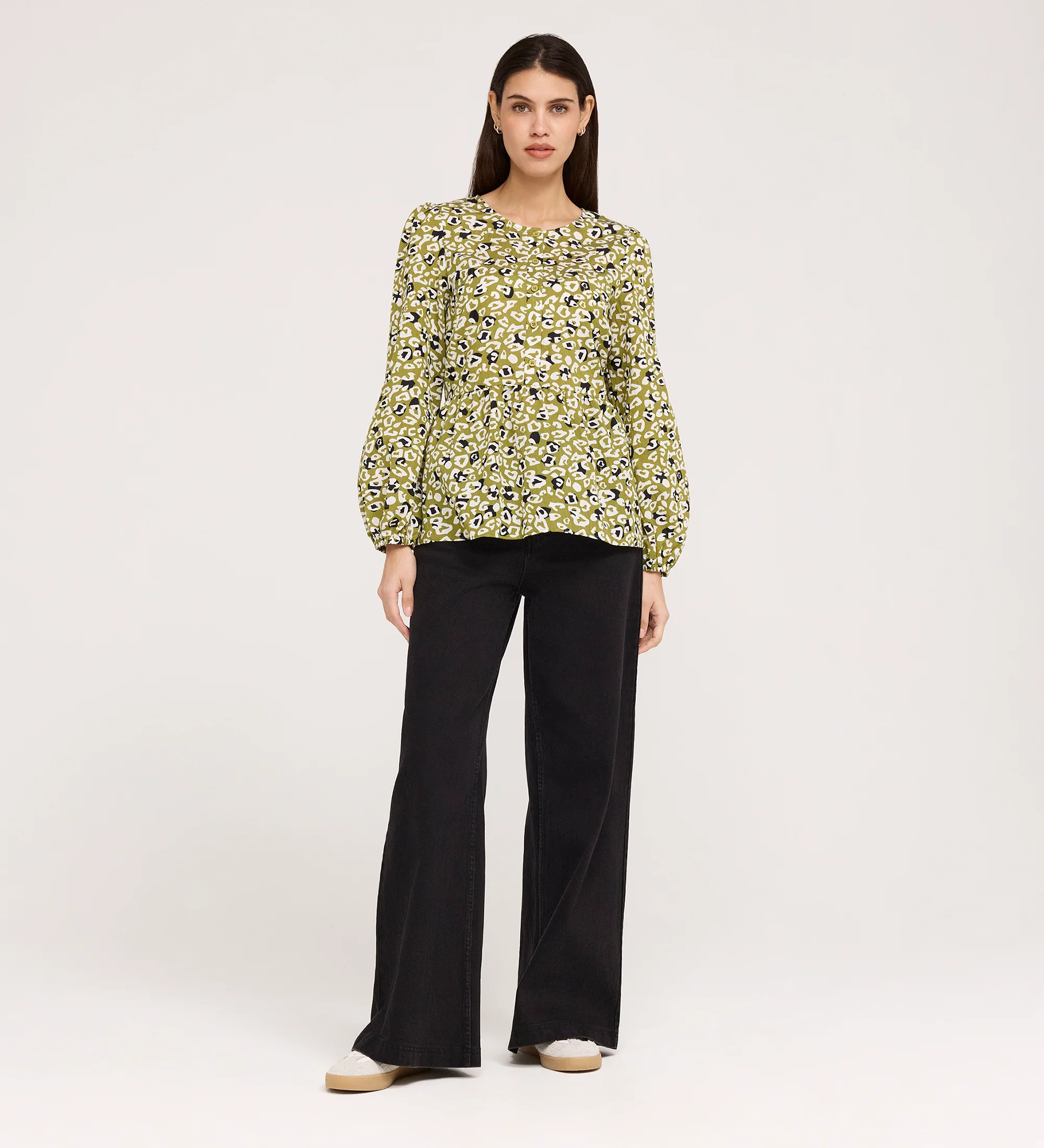 Bel Green Leopard Cotton Blouse - Image 2