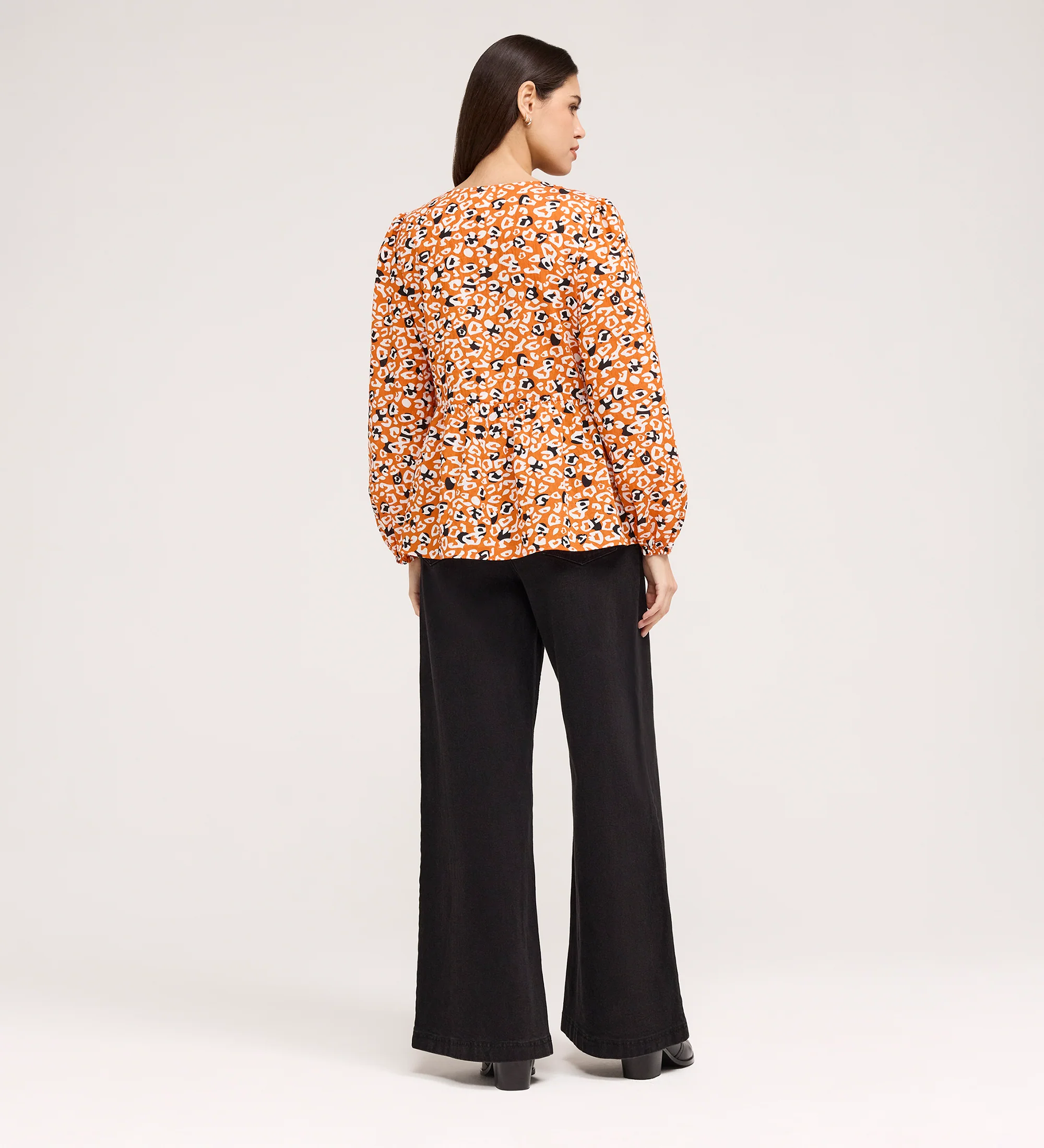 Bel Orange Leopard Cotton Blouse - Image 5
