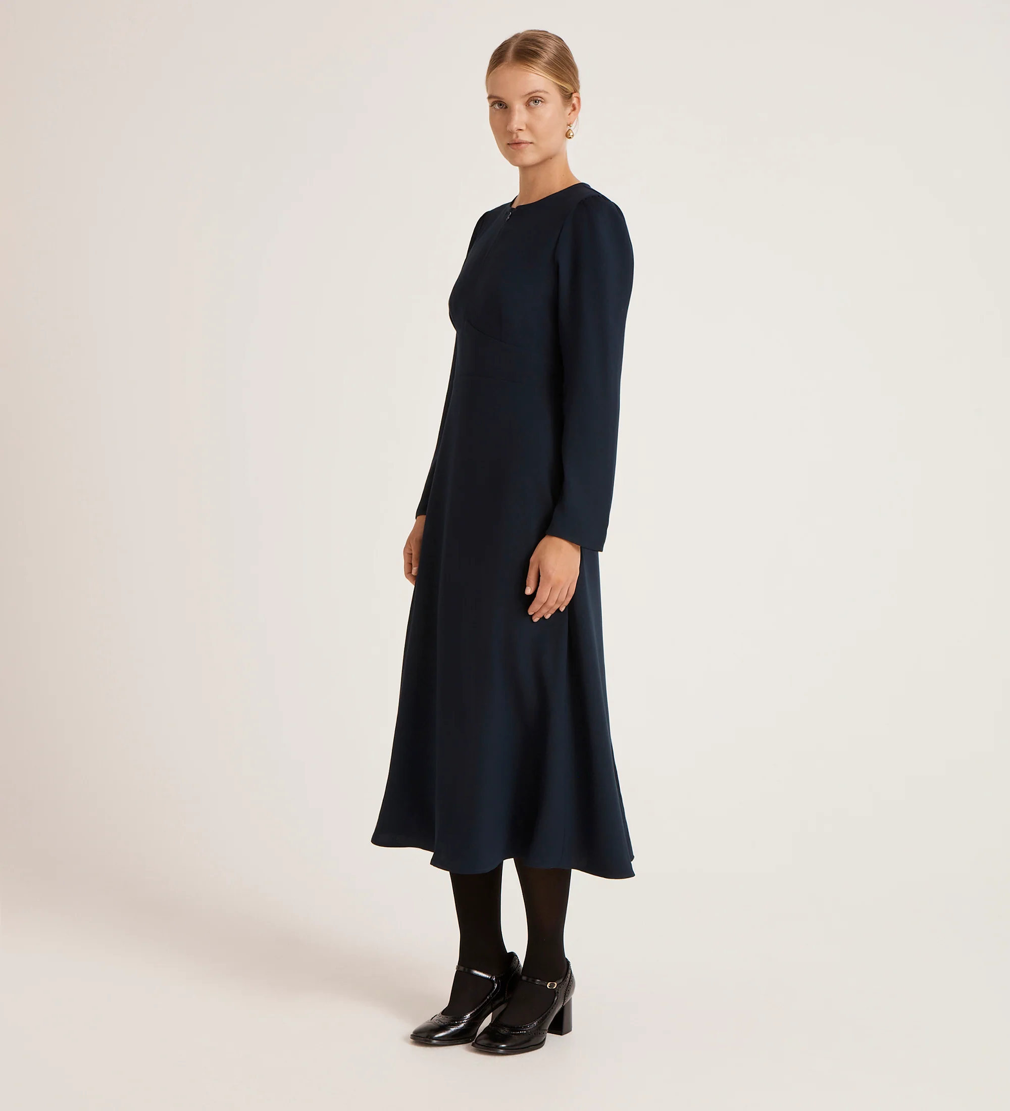 Caley Navy Crepe Midi Dress - Image 3