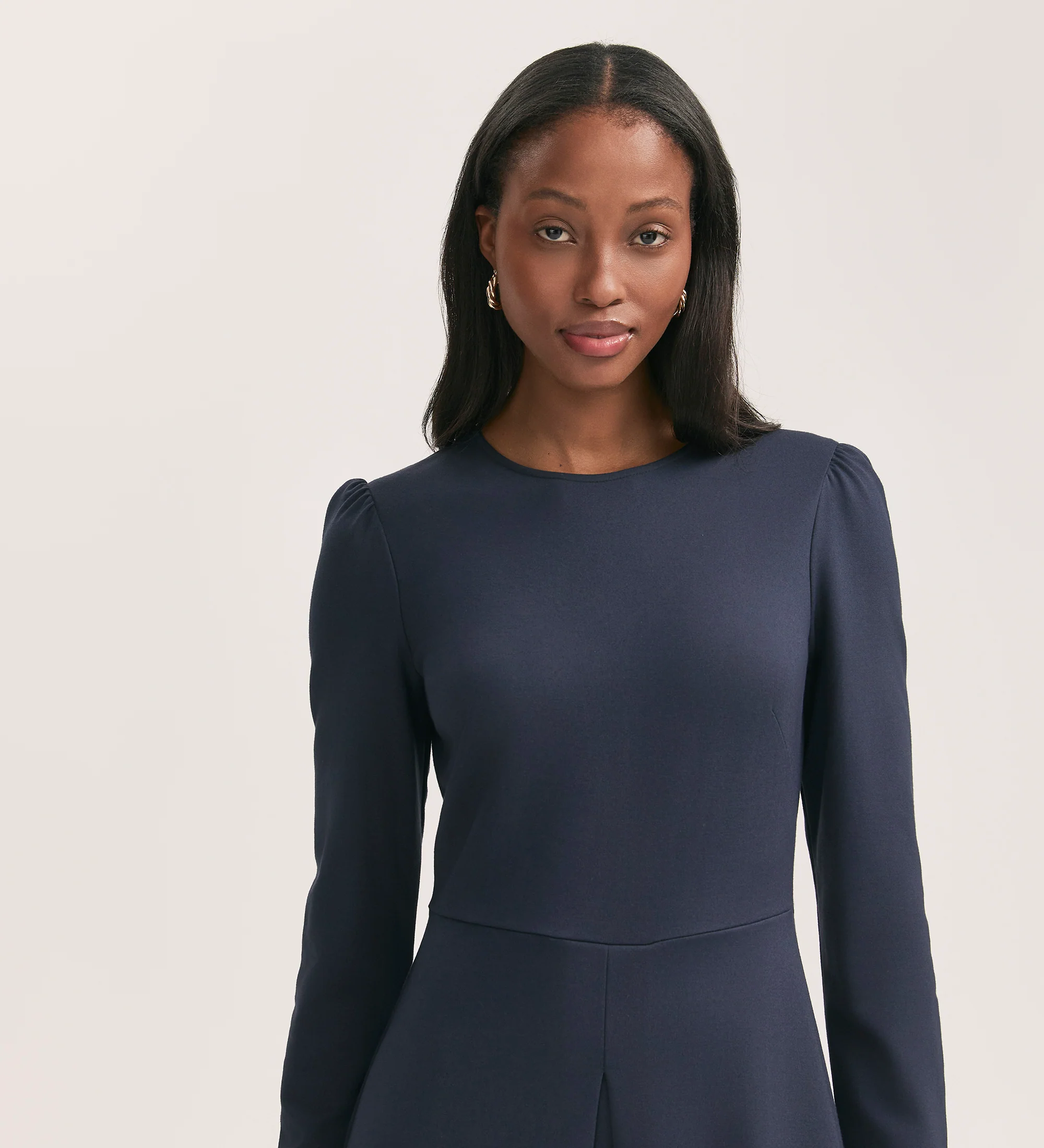 Carla Navy Ponte Jersey Midi Dress - Image 3