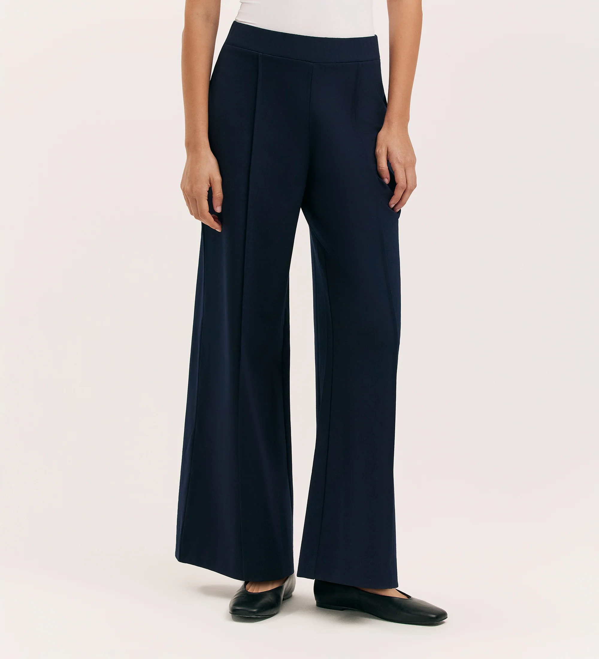 Caryl Navy Ponte Jersey Wide Leg Trouser - Image 2