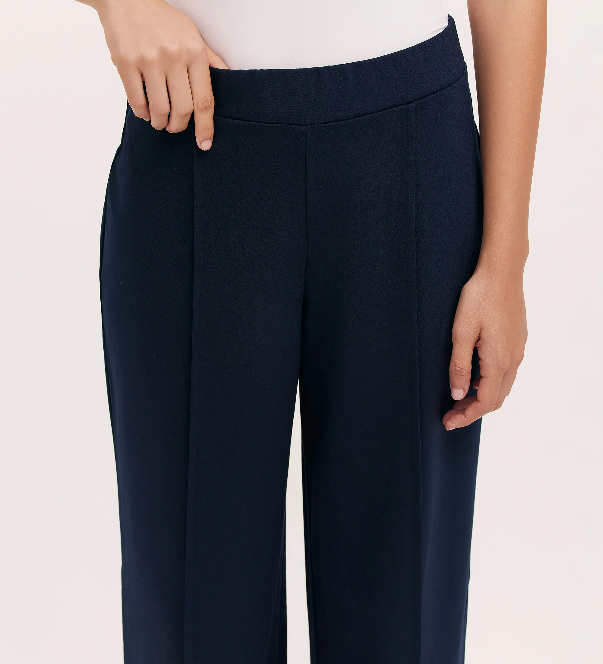 Caryl Navy Ponte Jersey Wide Leg Trouser - Image 3