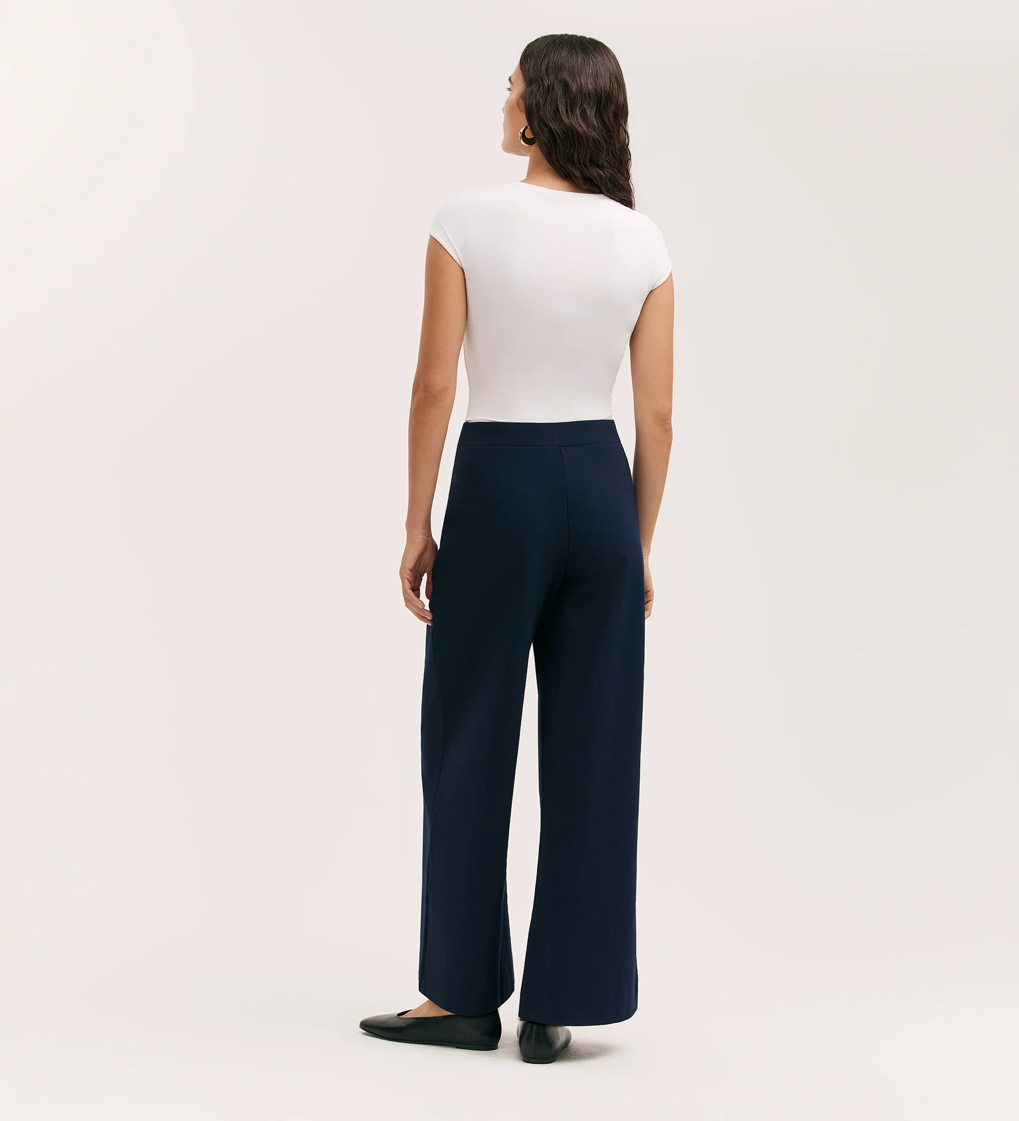 Caryl Navy Ponte Jersey Wide Leg Trouser - Image 4