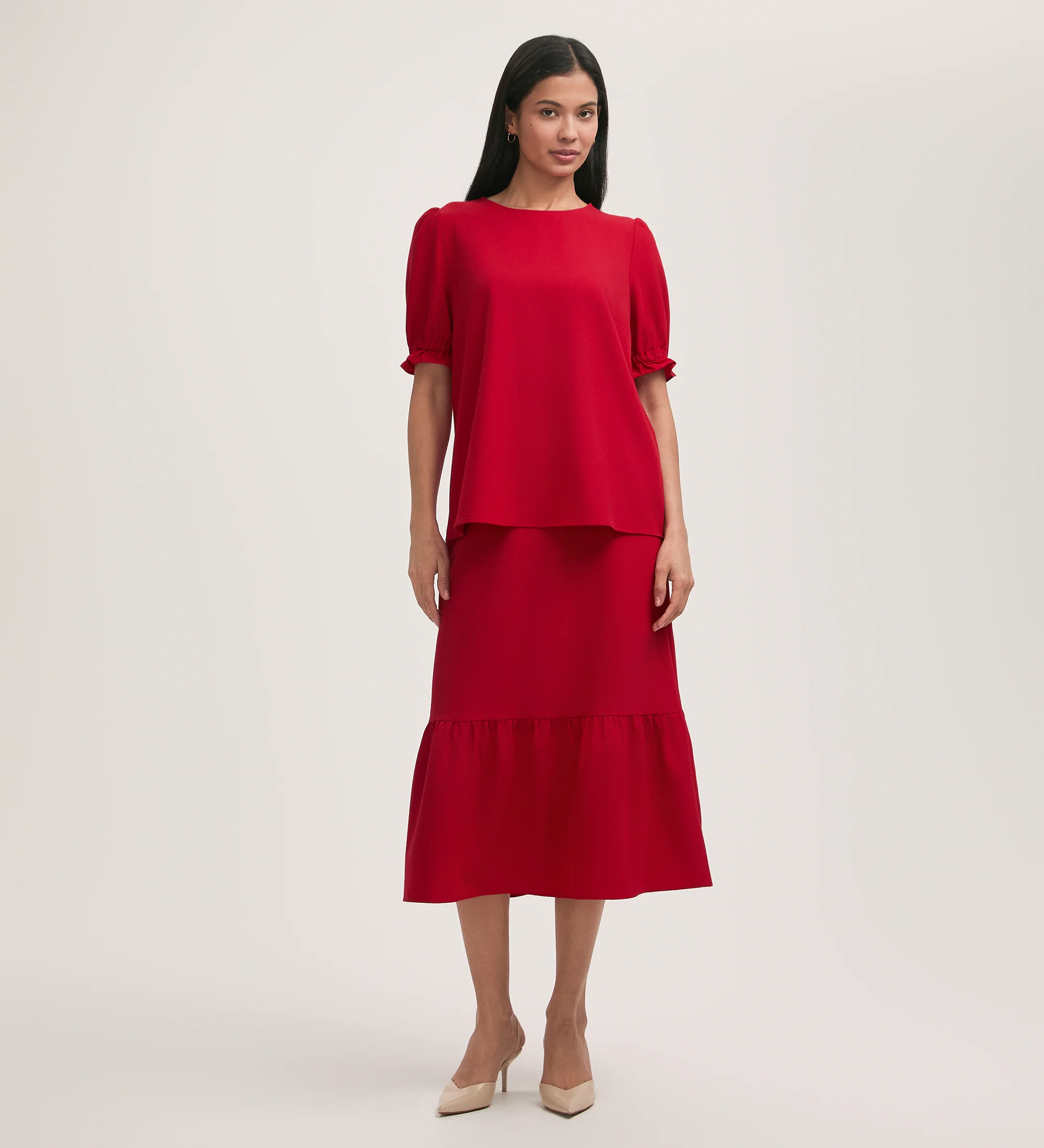Charlie Red Crepe T-Shirt - Image 3