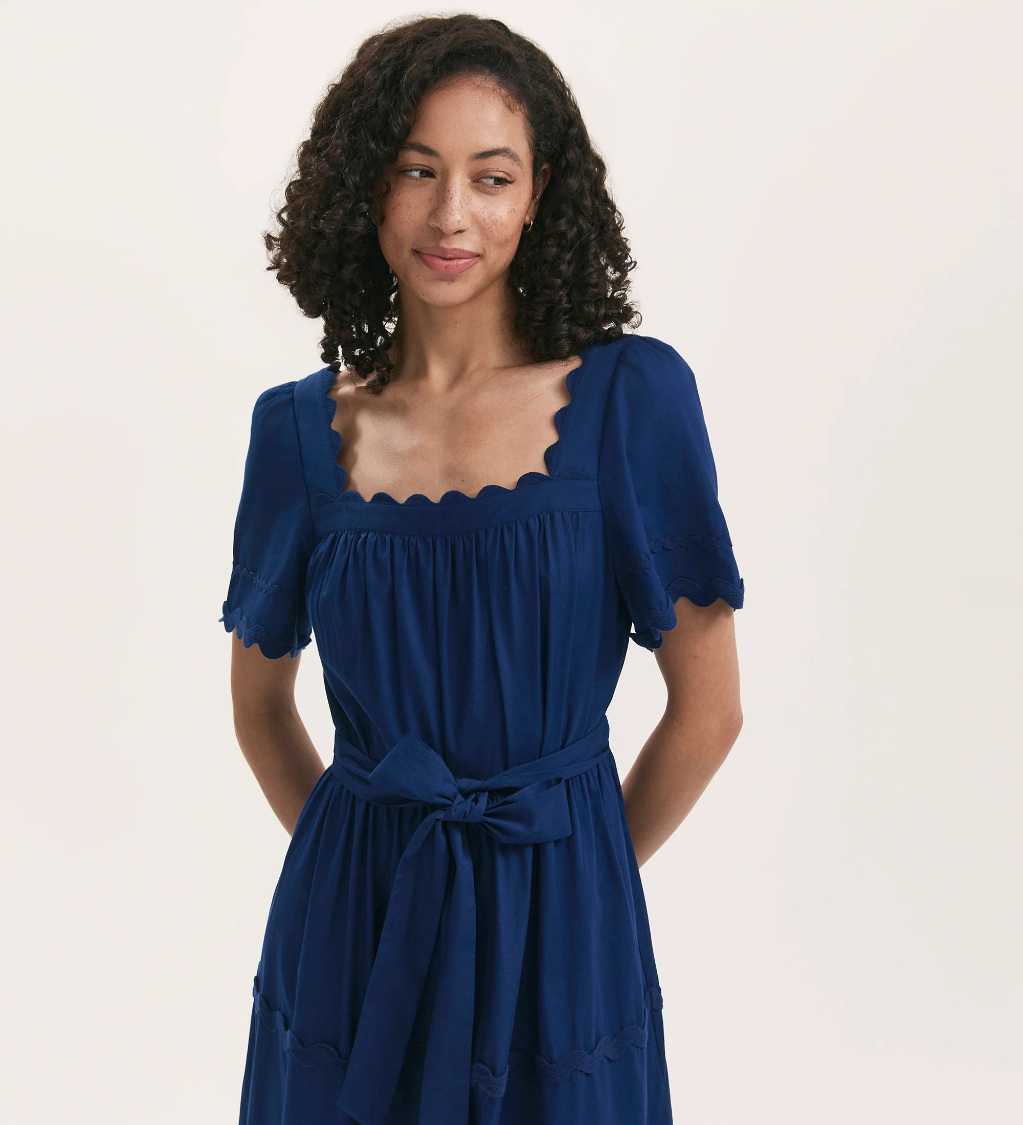 Corina Indigo Cotton Midi Tiered Dress - Image 2