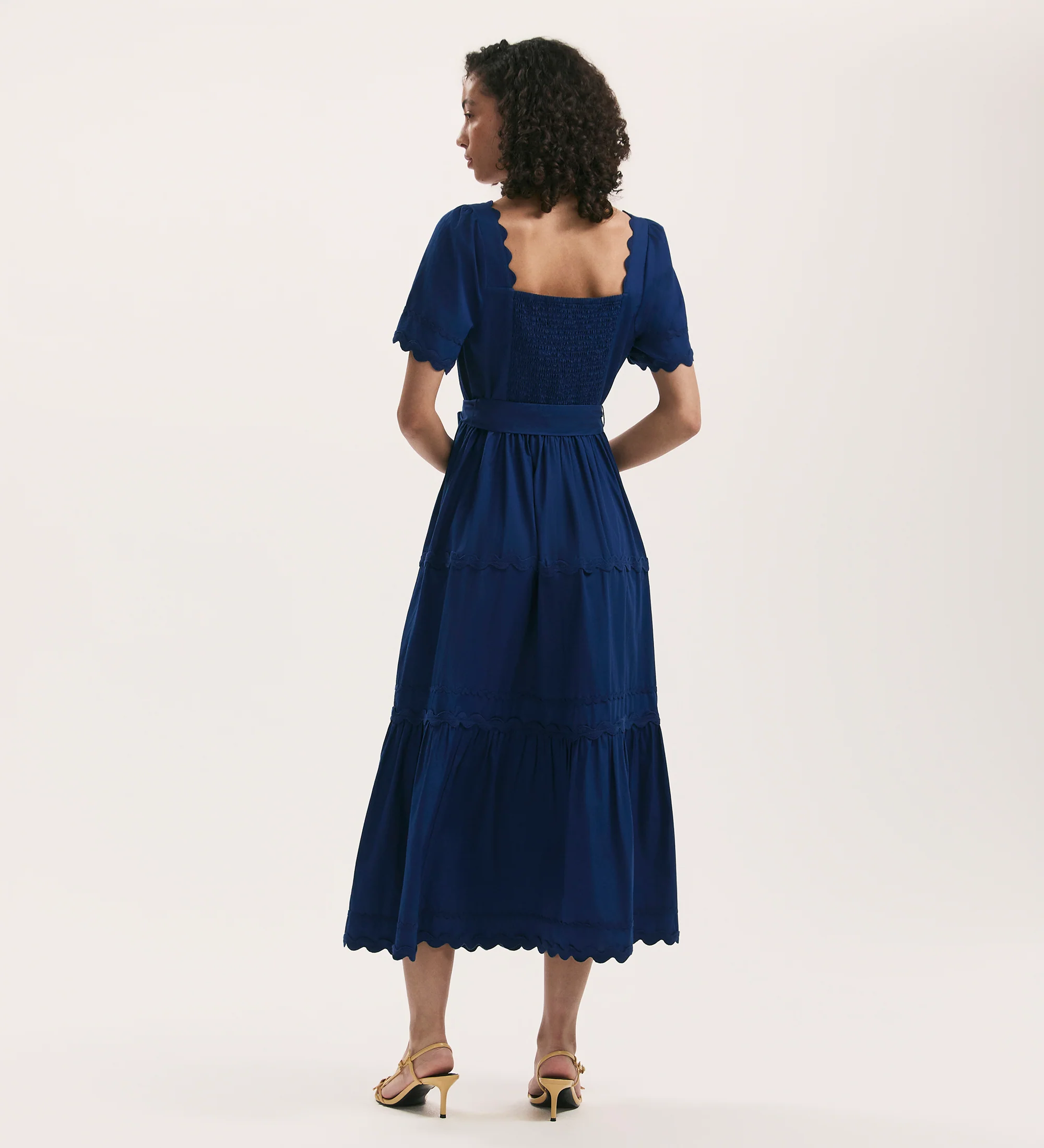 Corina Indigo Cotton Midi Tiered Dress - Image 4