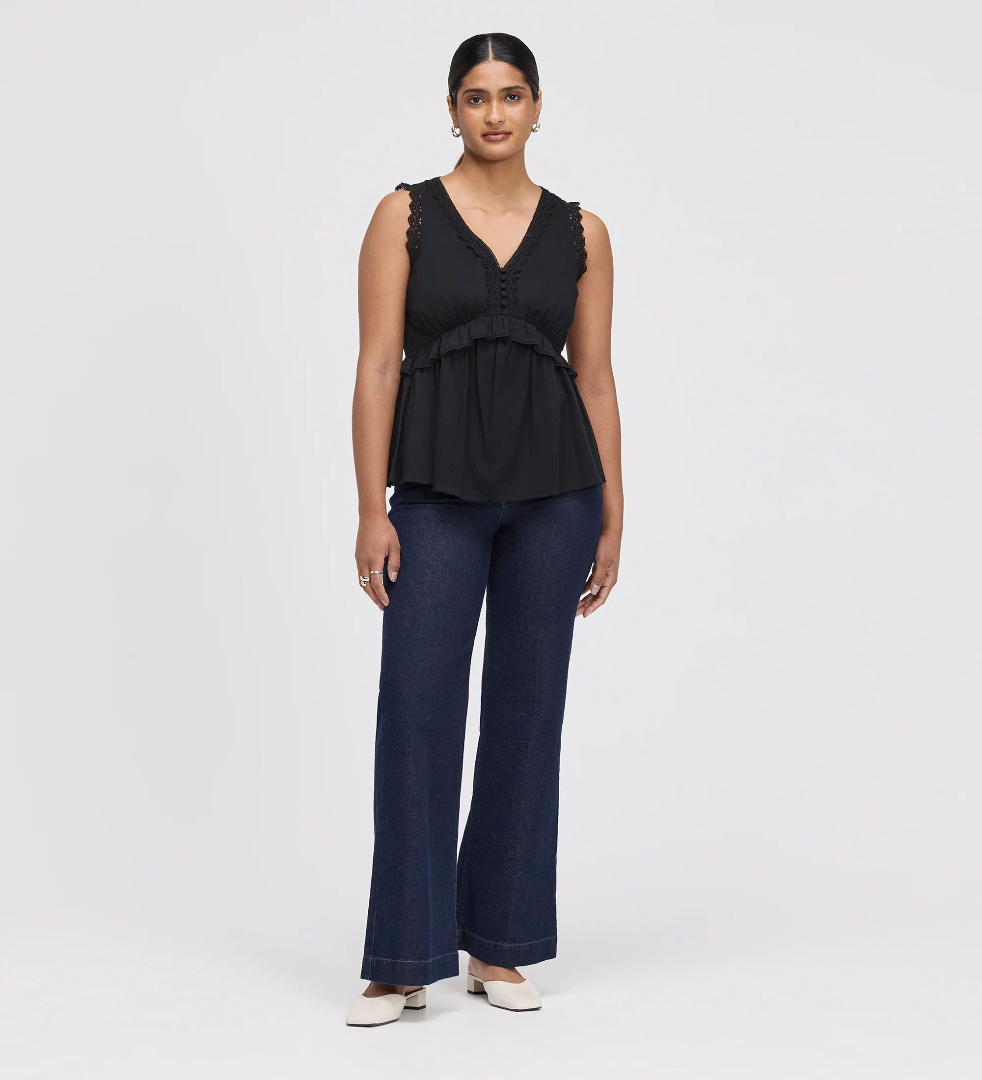 Cyma Black Lace Cotton Sleeveless Top - Image 4