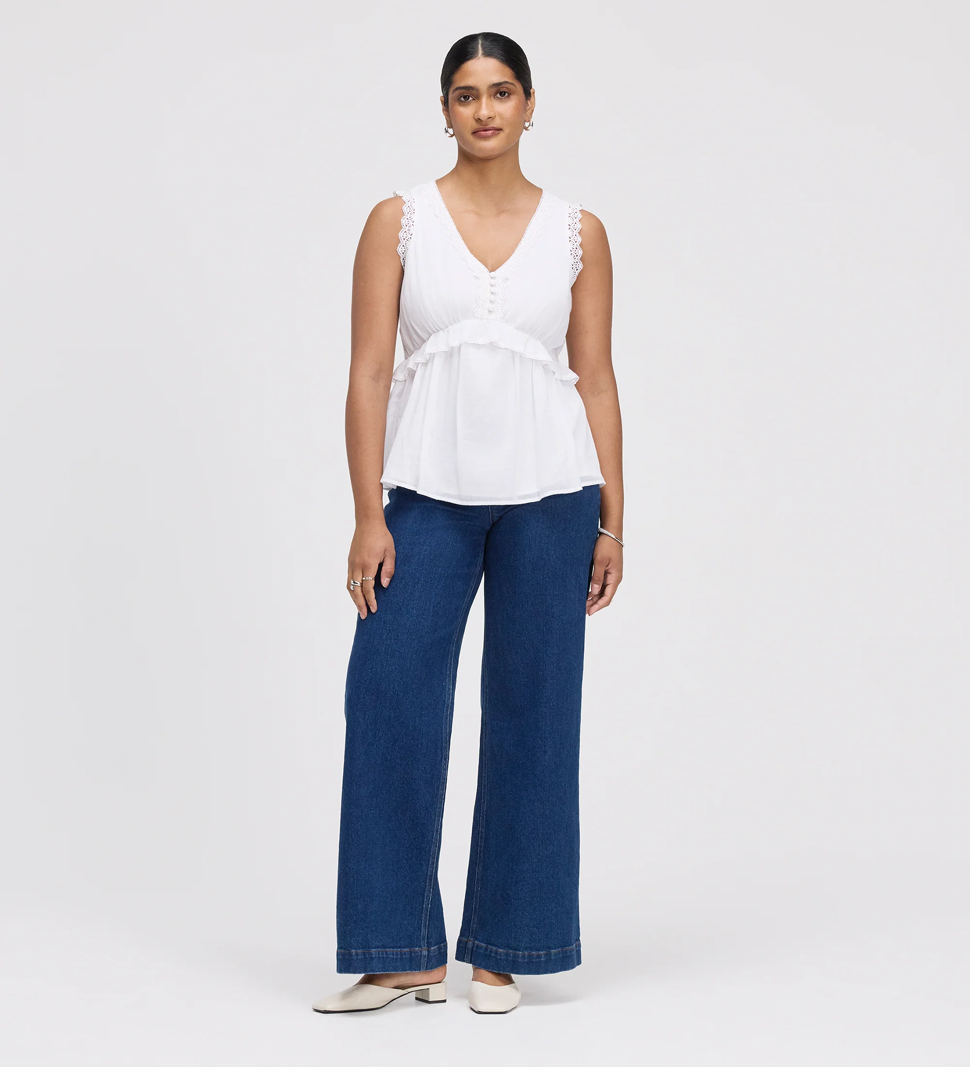Cyma White Lace Cotton Sleeveless Top - Image 3