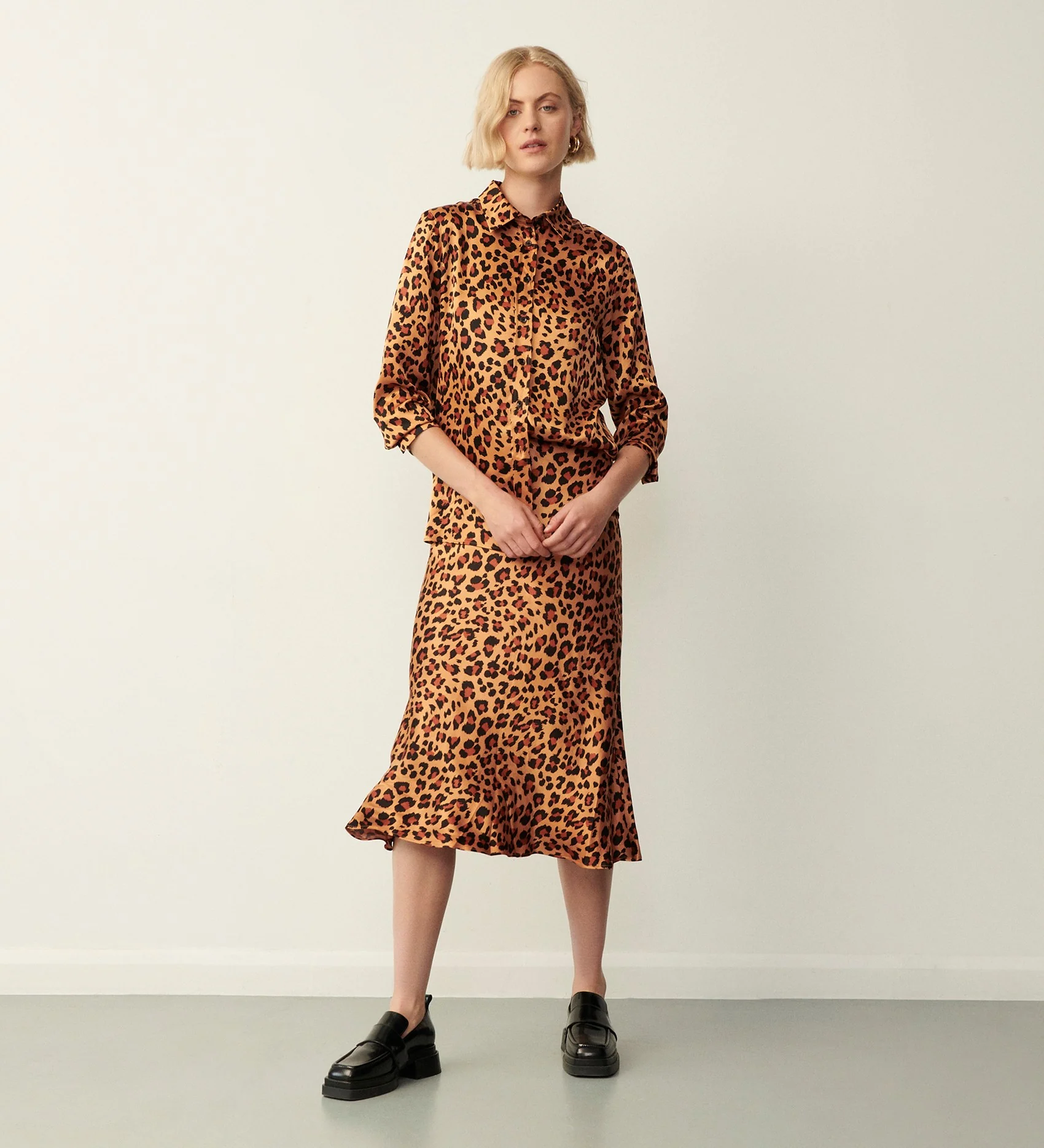 Cynthia Brown Leopard Satin Shirt - Image 4