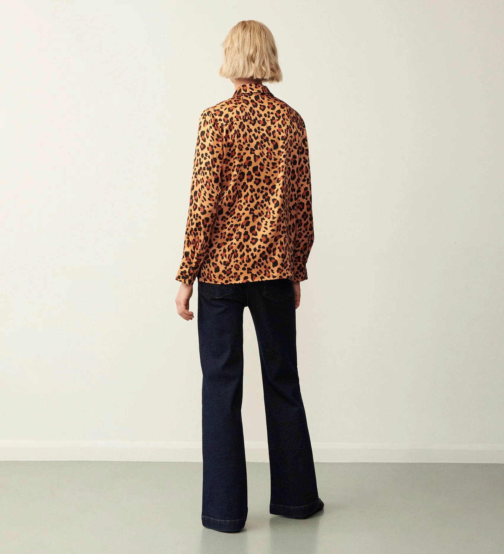 Cynthia Brown Leopard Satin Shirt - Image 5
