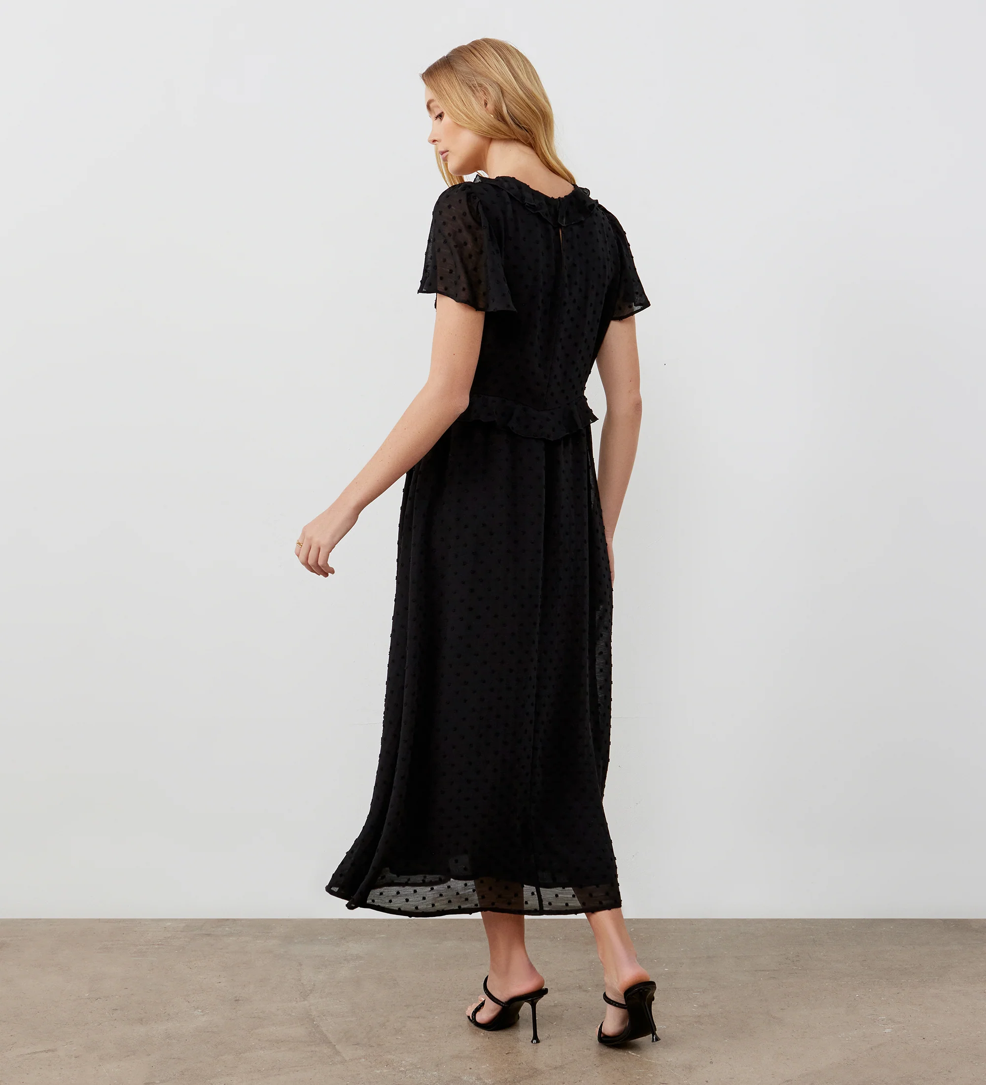Dahlia Black Chiffon Midi Dress - Image 4