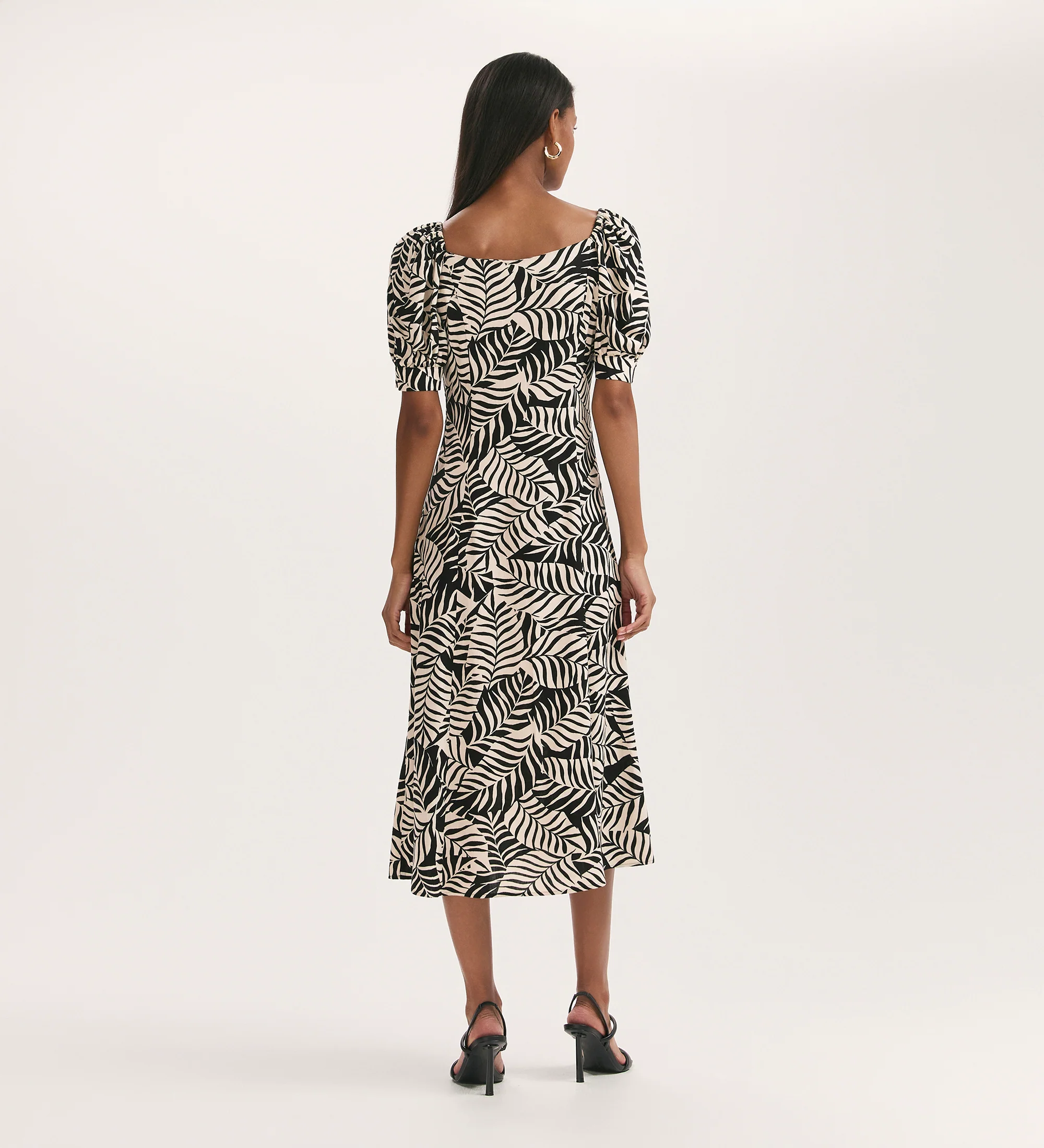 Daisy Black Leaves Midi Dress - Image 4