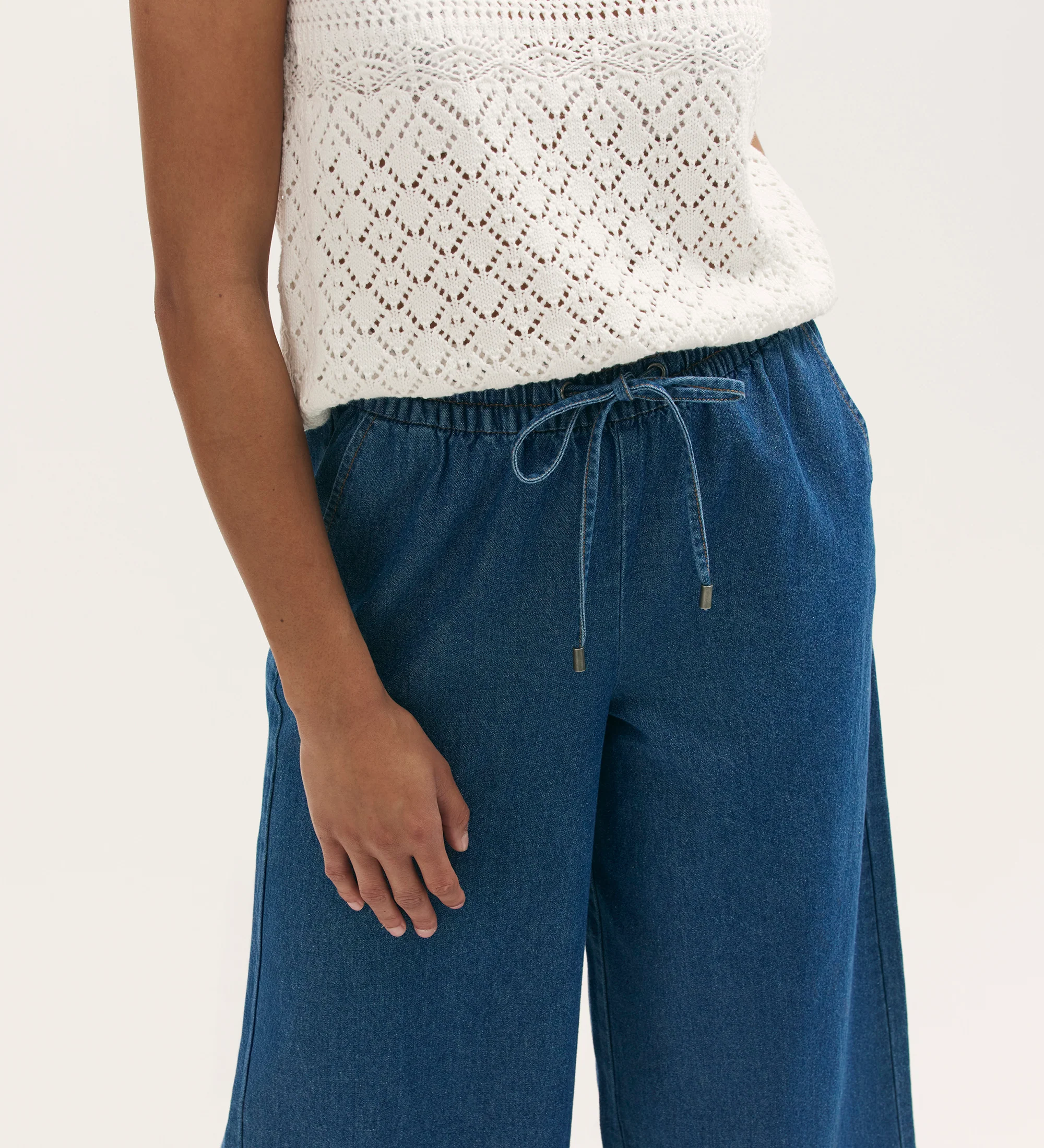 Dixie Mid Blue Denim Wide Leg Trousers - Image 3