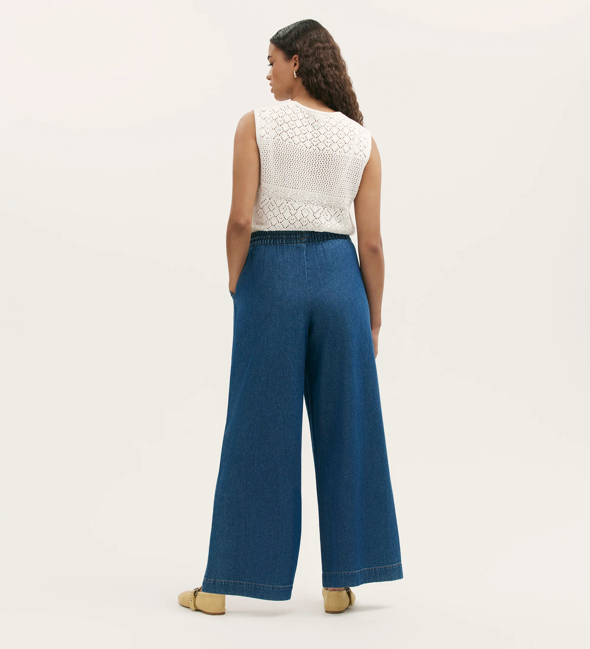Dixie Mid Blue Denim Wide Leg Trousers - Image 4