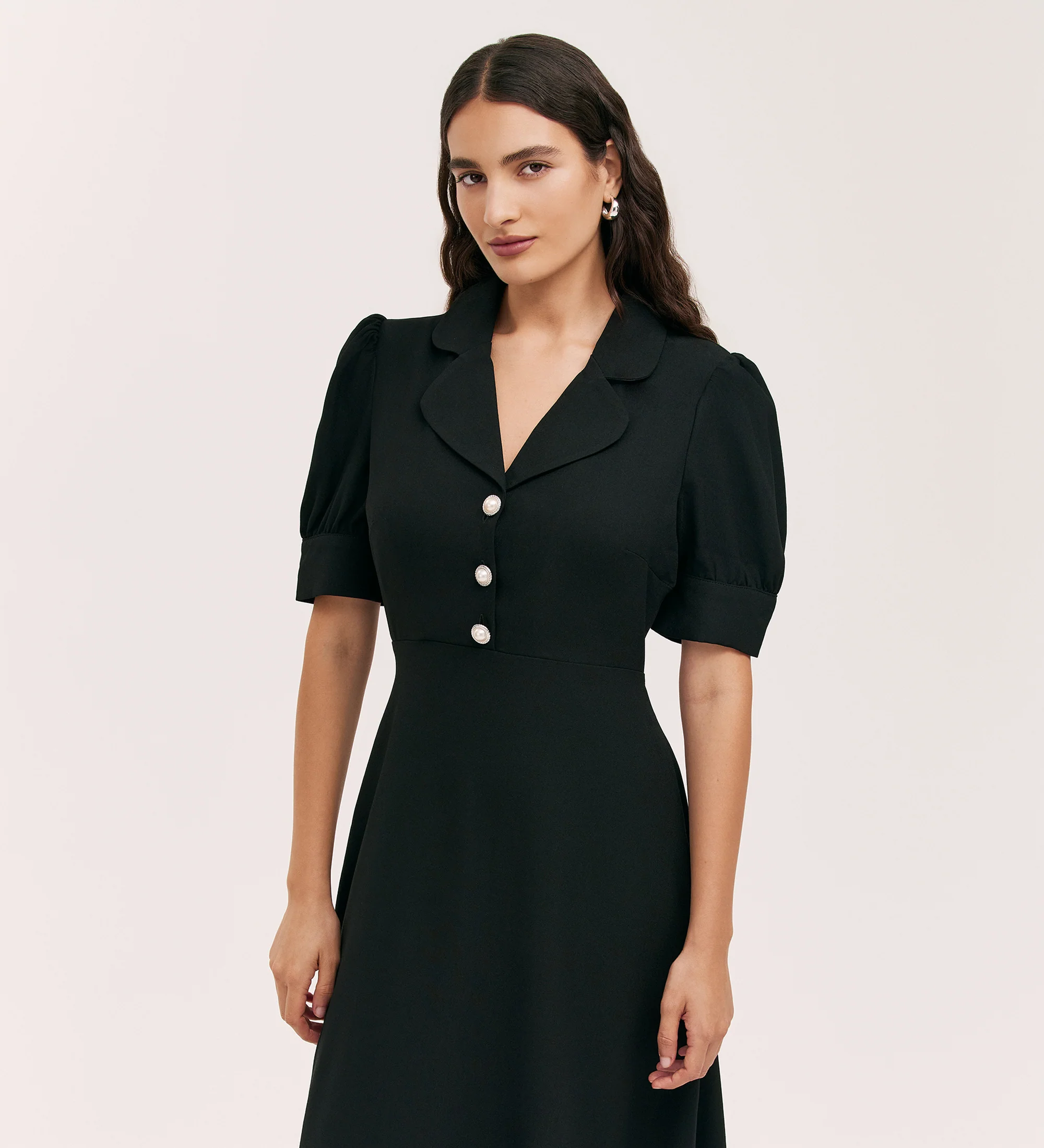 Dorothy Black Crepe Midi Dress - Image 2