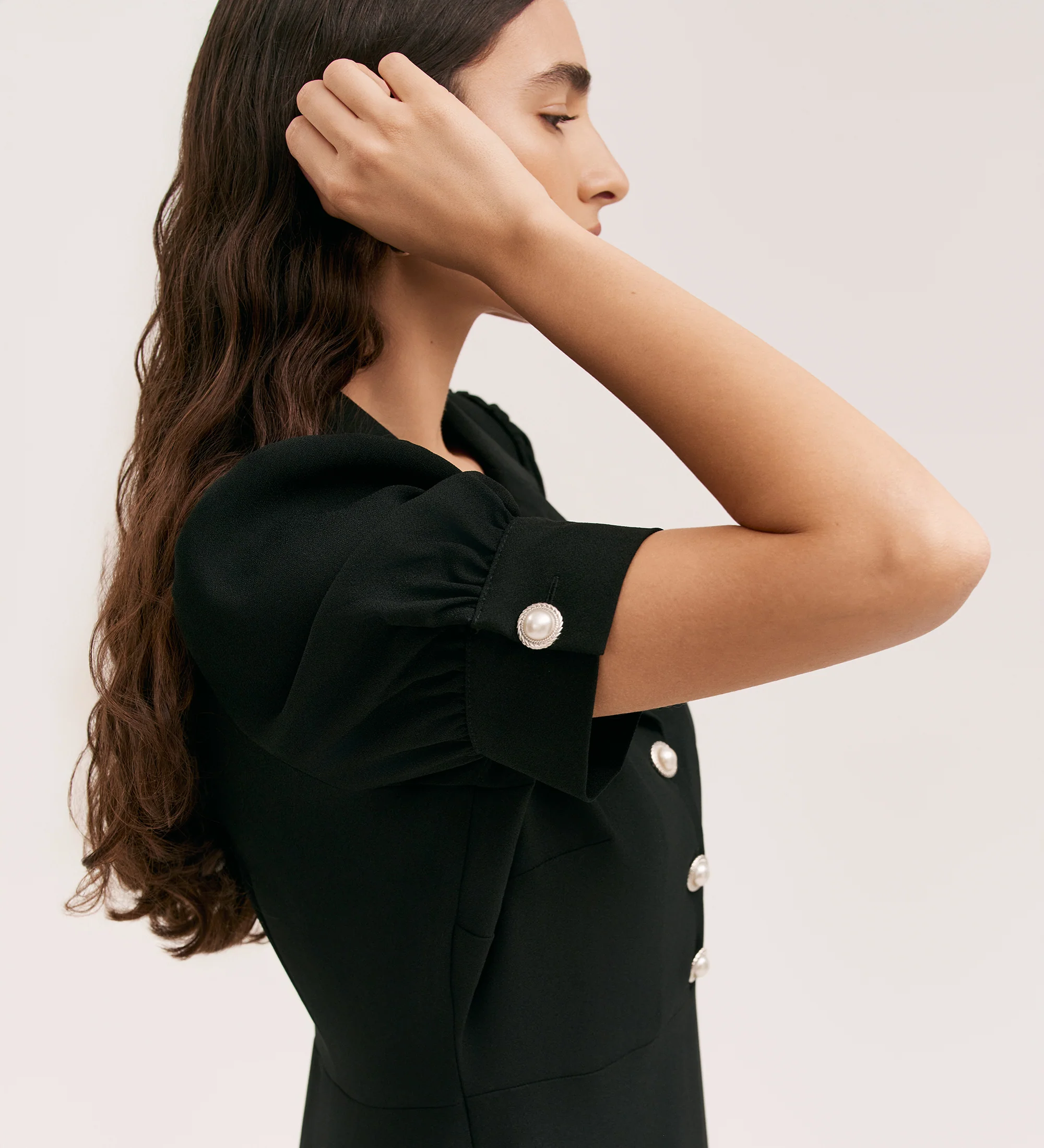 Dorothy Black Crepe Midi Dress - Image 3