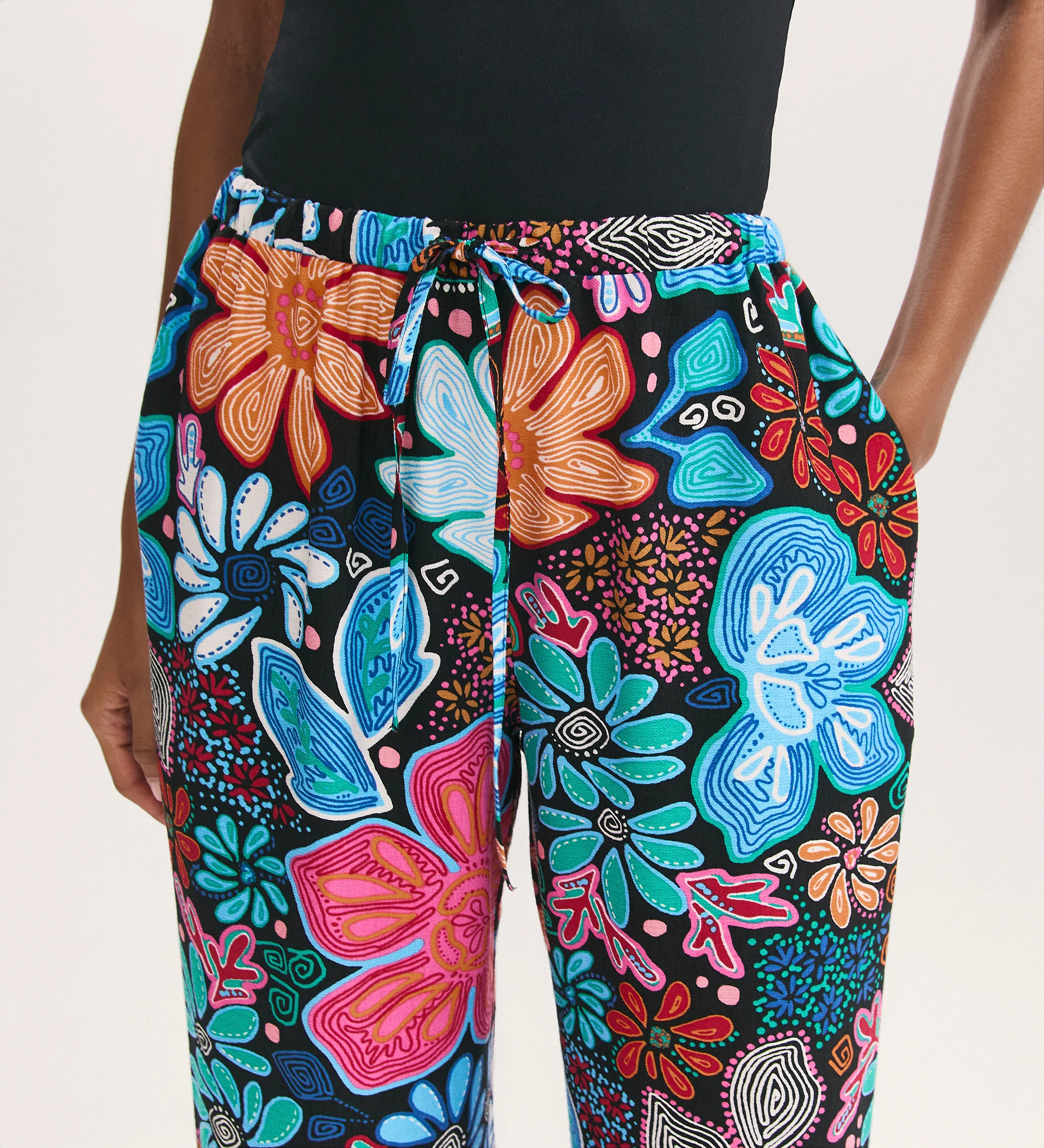 Eden Blue Floral Wide Leg Trousers - Image 3
