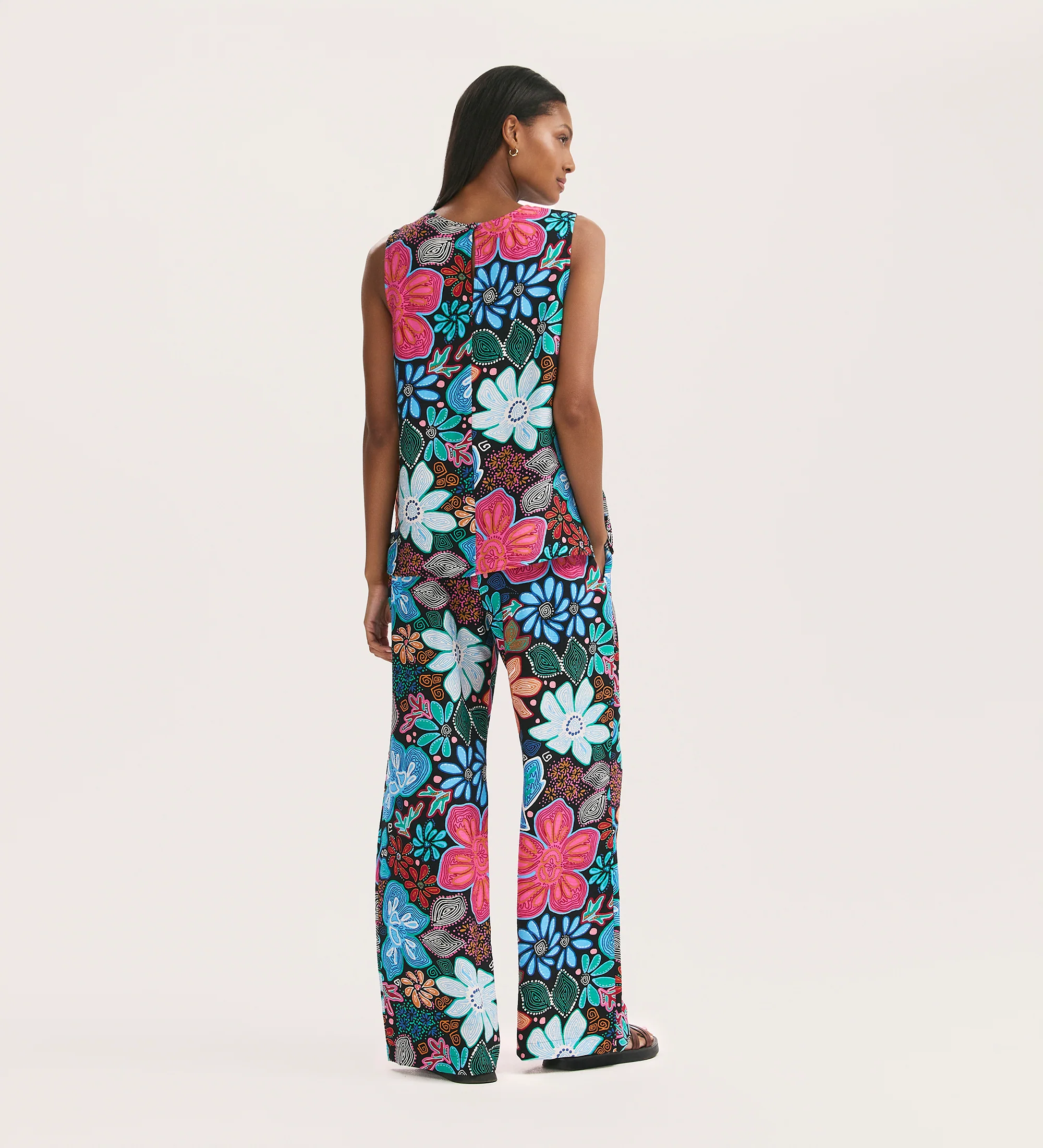 Eden Blue Floral Wide Leg Trousers - Image 5