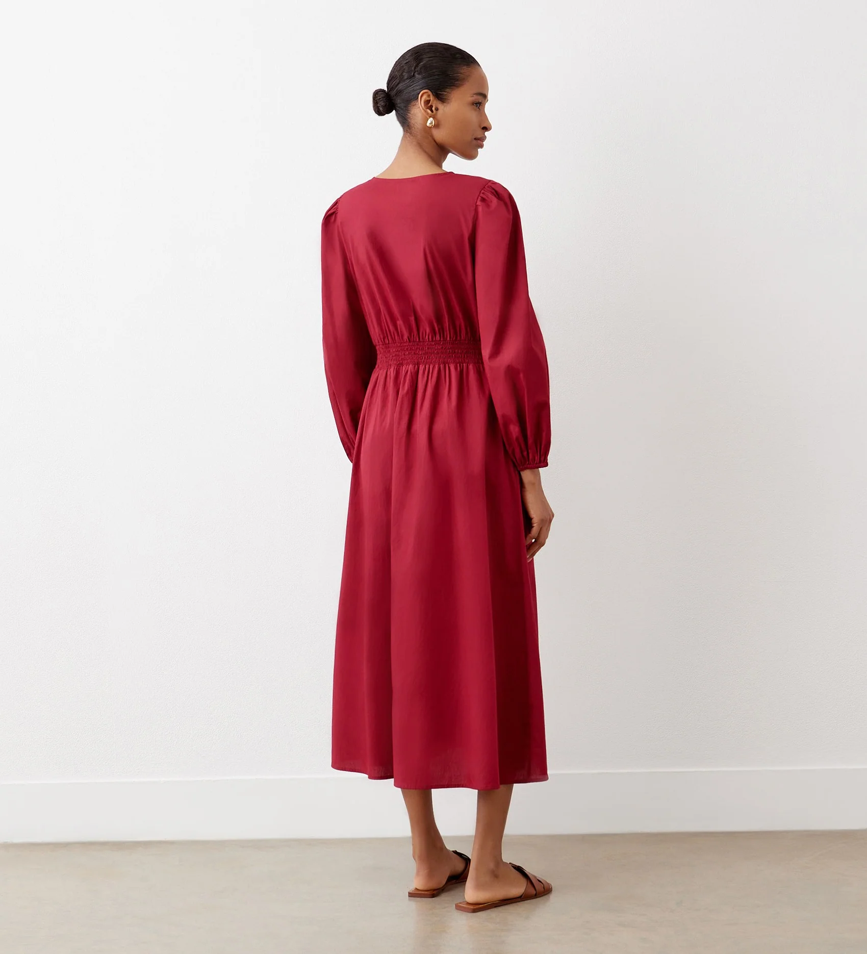 Eliah Red Cotton Midi Dress - Image 4