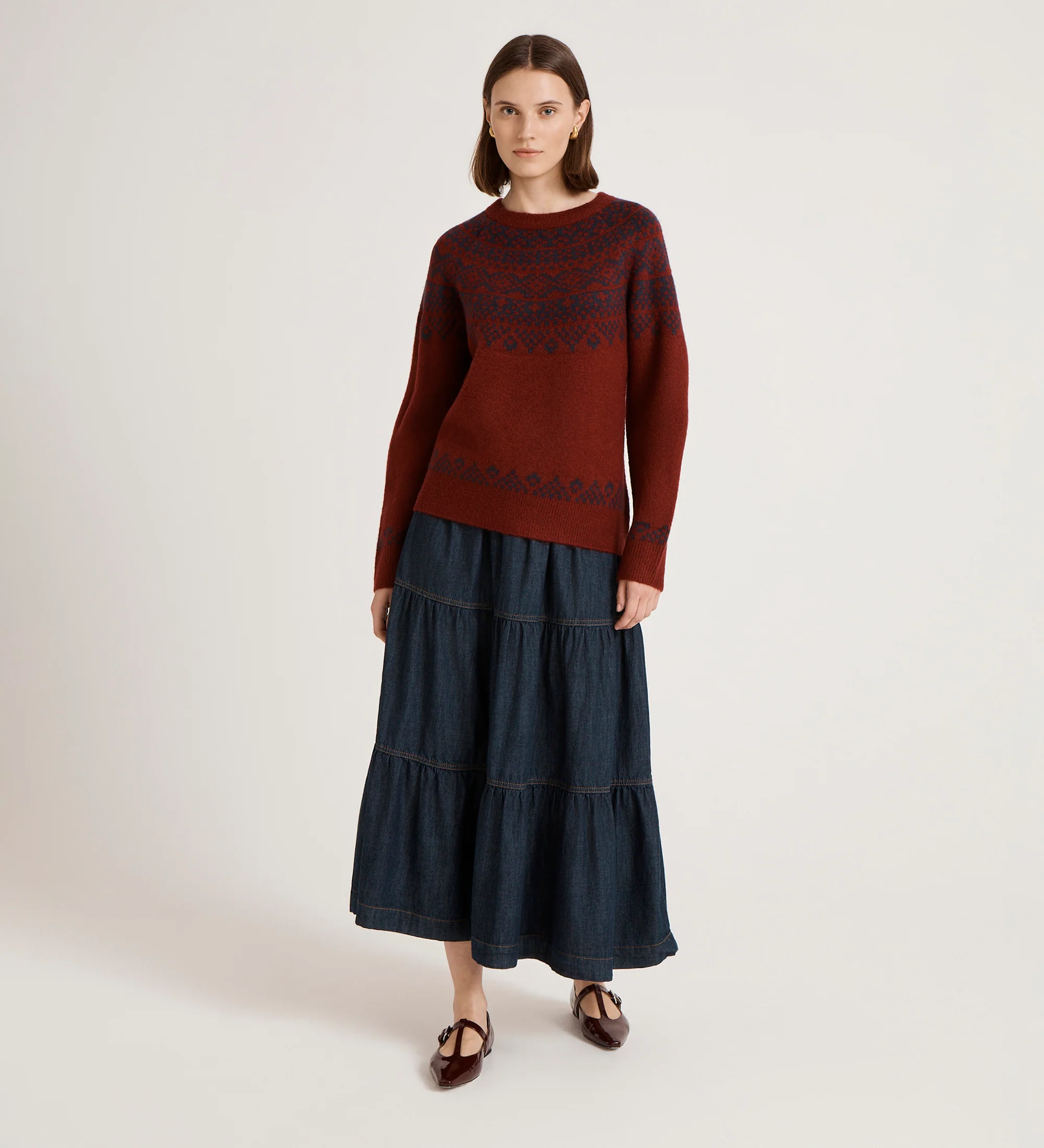 Elina Burgundy Knitted Jumper - Image 3